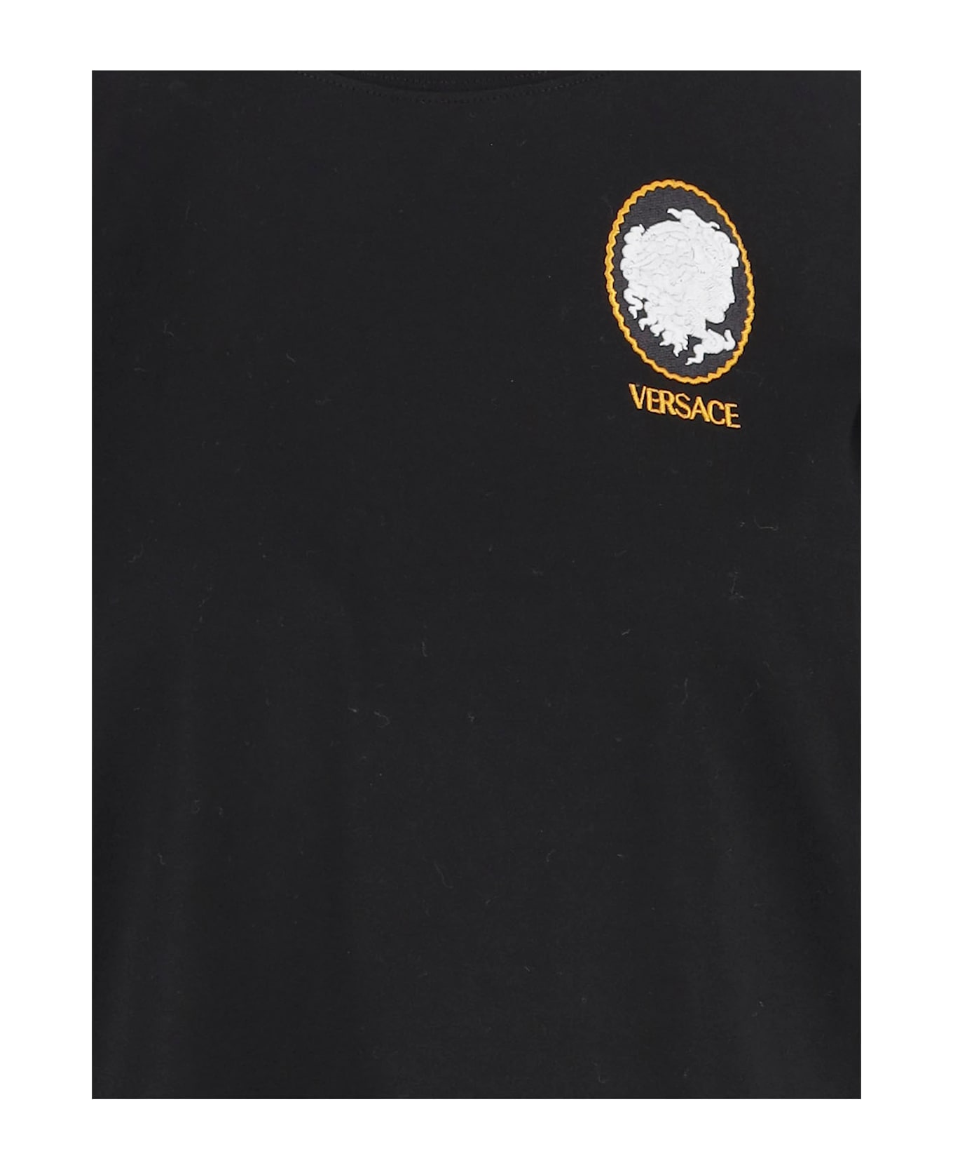 Versace Cotton T-shirt Co N Logo Cameo - Black Tシャツ