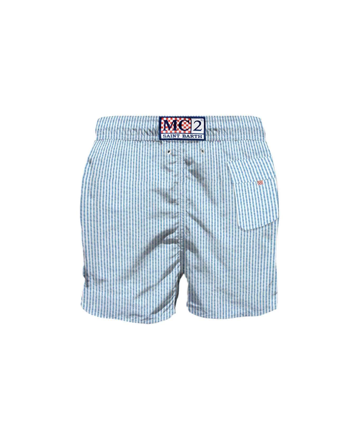 MC2 Saint Barth Light-blue Man Swim Shorts With Pocket - BLUE