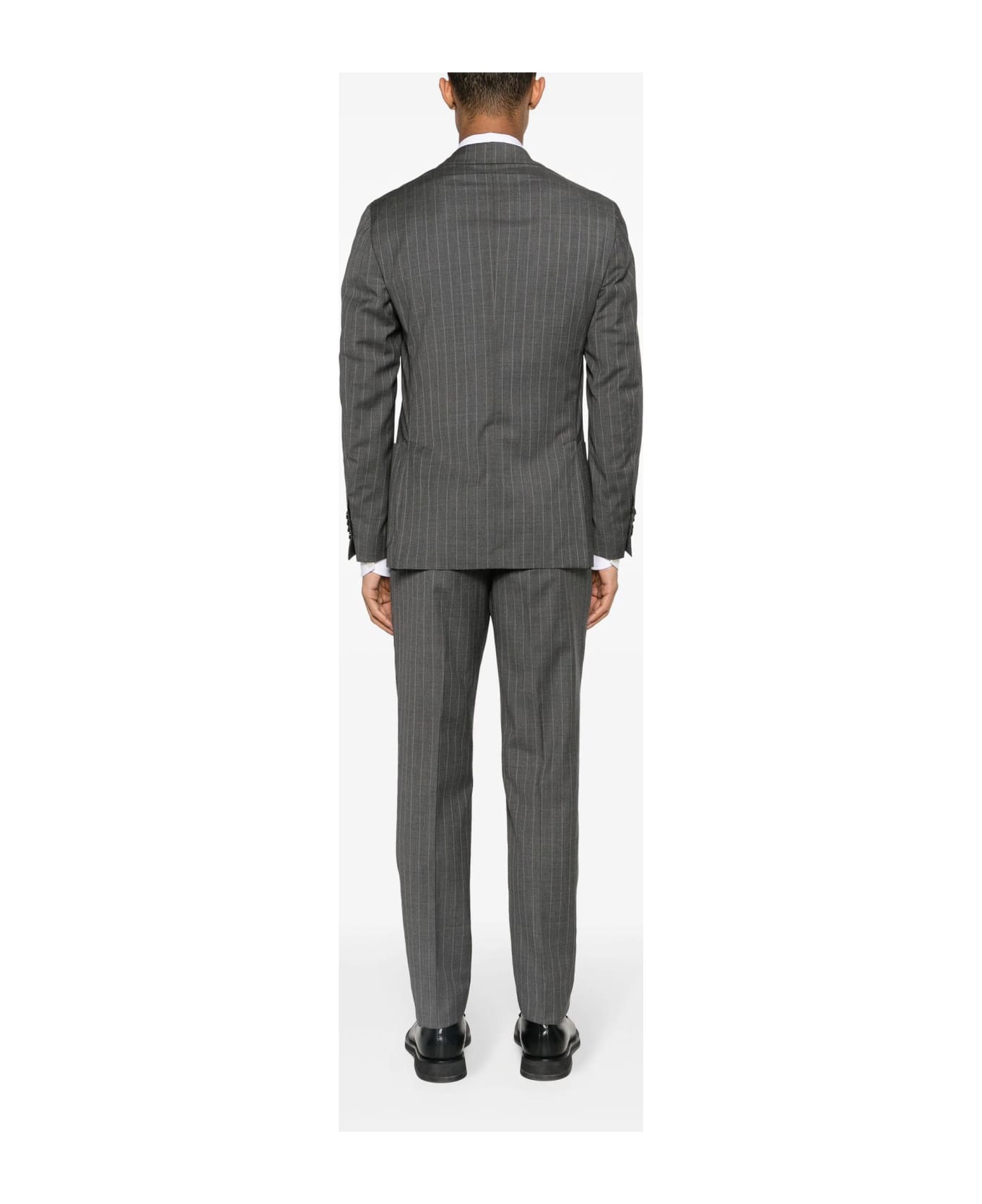 Lardini Pinstriped Single-breasted Wool Suit - Grey