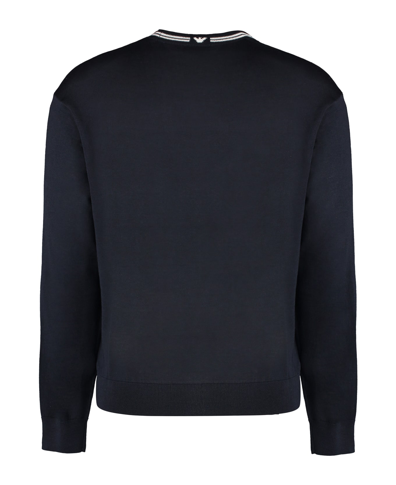 Emporio Armani Virgin Wool Crew-neck Sweater - Blu navy フリース