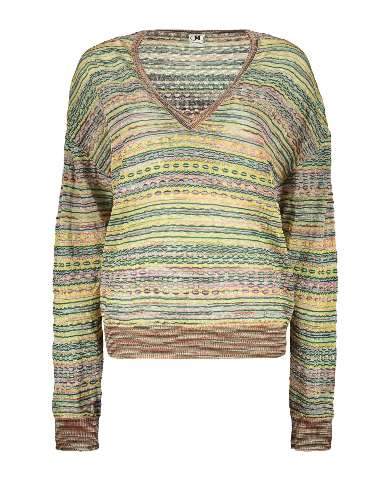 M Missoni Sweater With V-neck - green