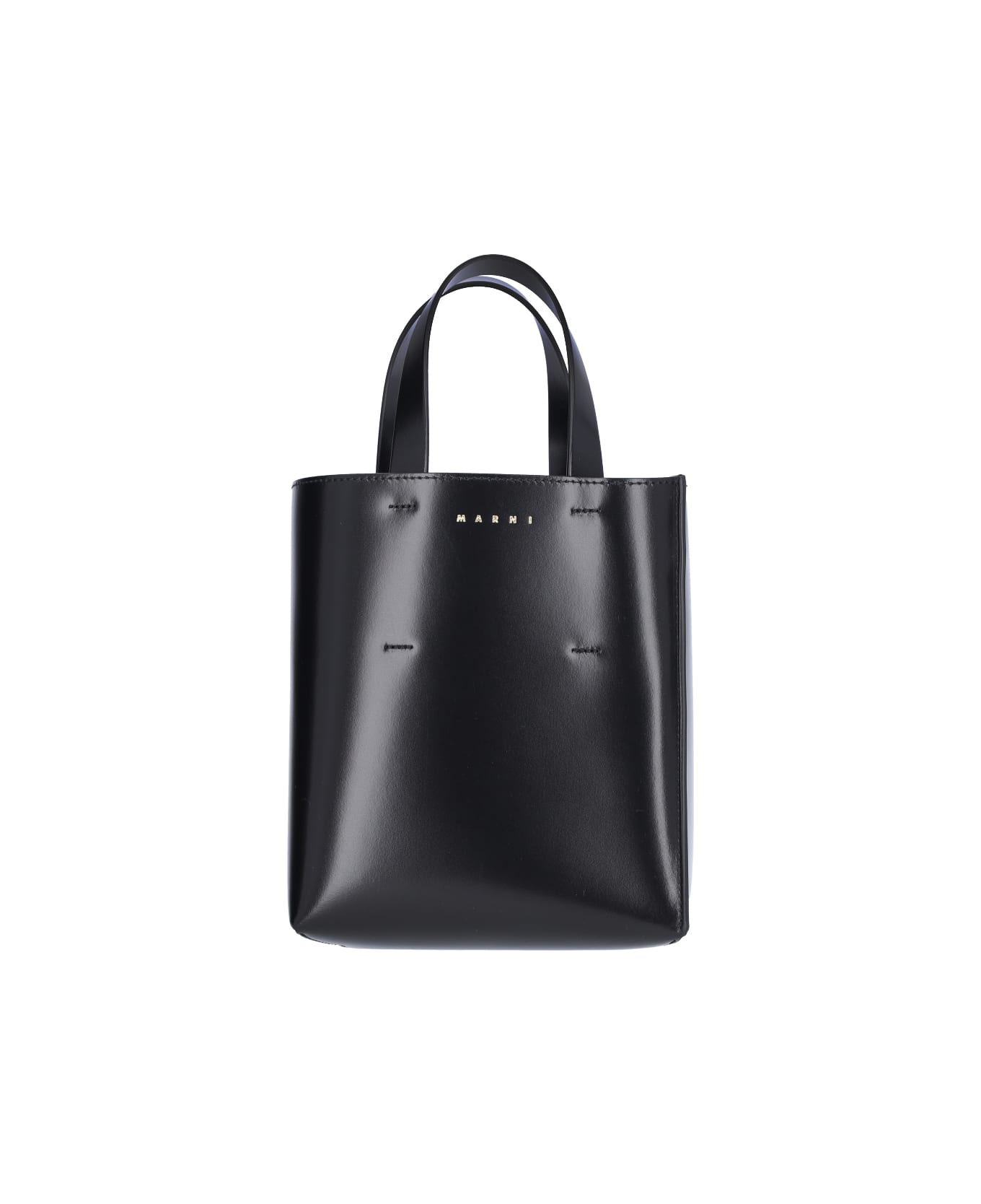Marni 'museo' Mini Bag In Black Leather - 00N99 バッグ
