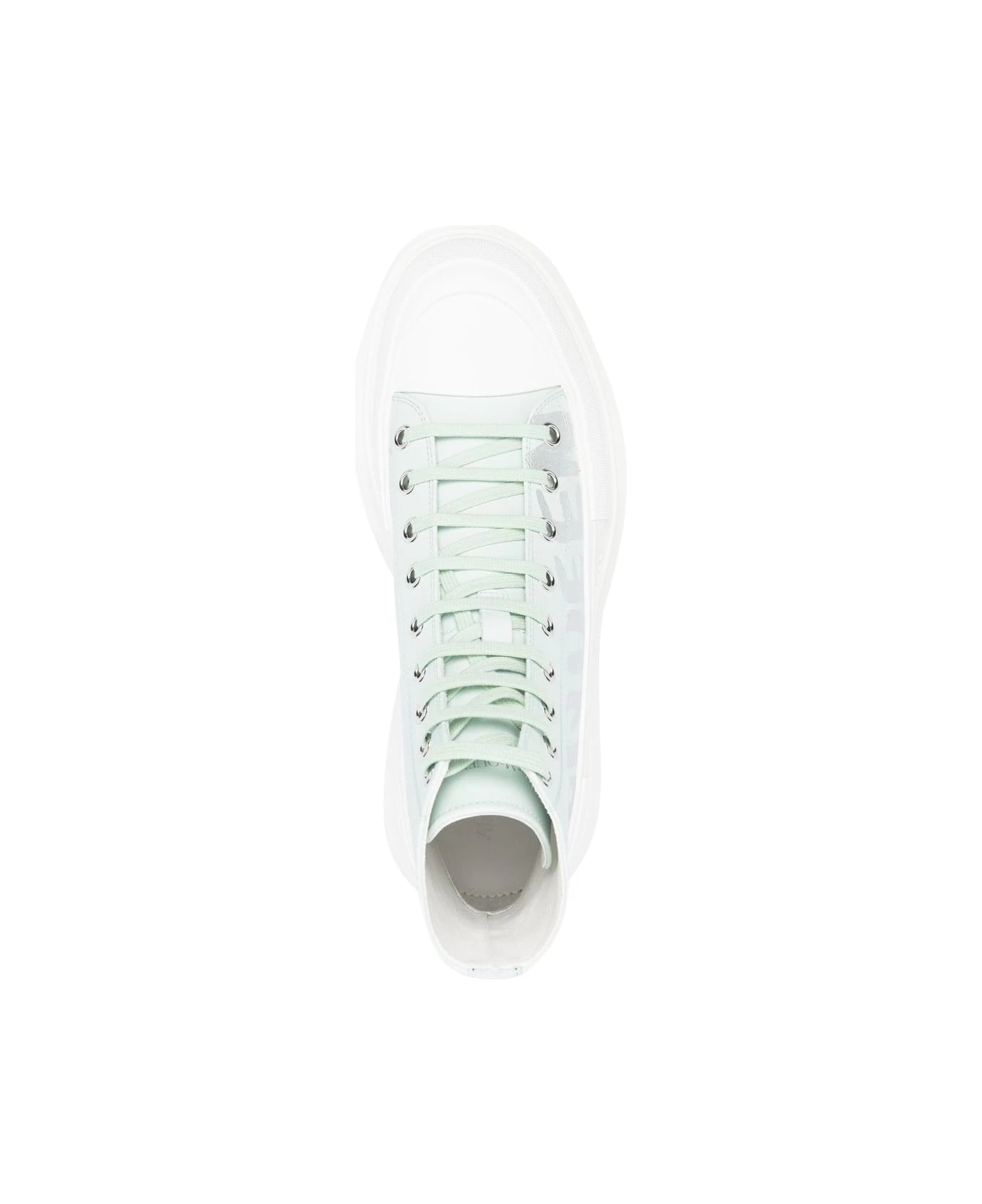 Alexander McQueen White Tread Slick Boots With Mint Green Shade - Bianco