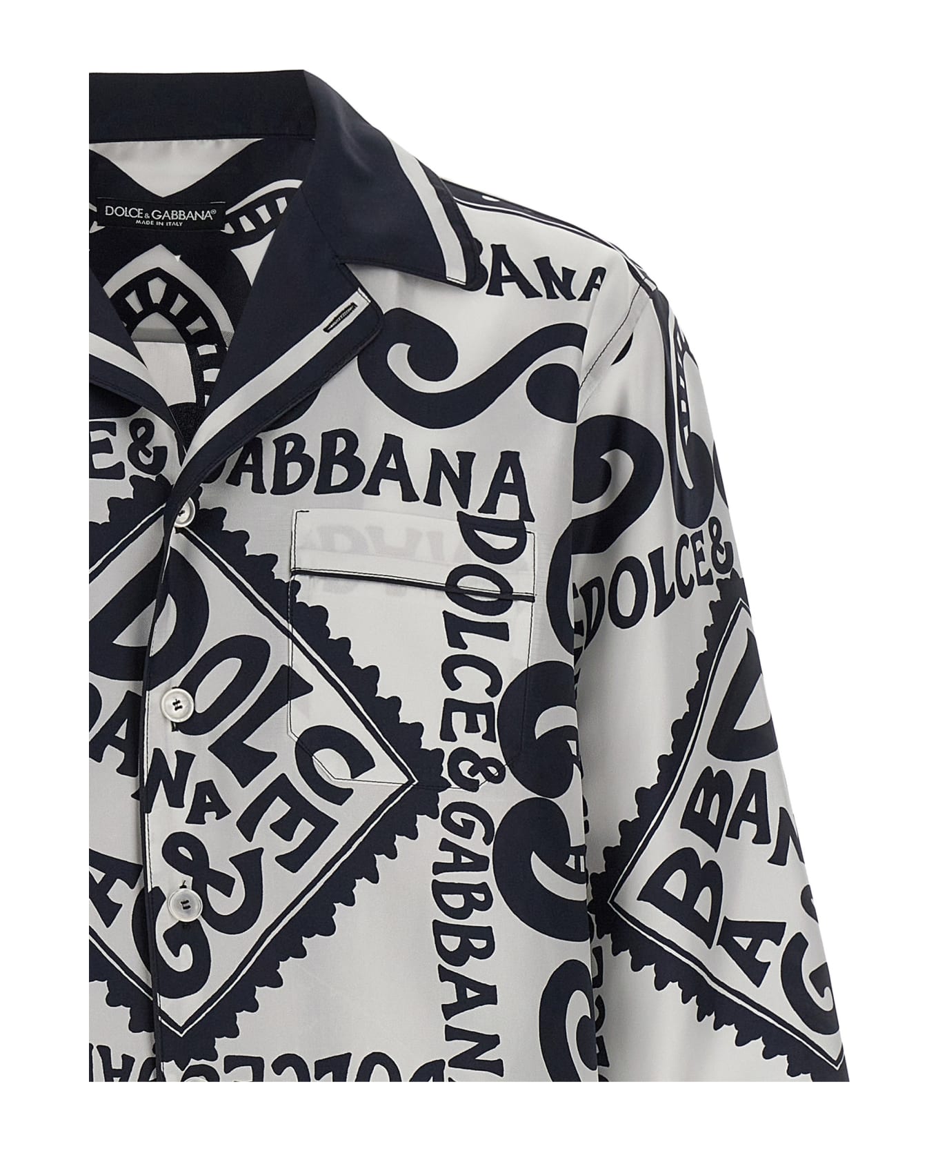Dolce & Gabbana Marina Silk Shirt - White/Black シャツ