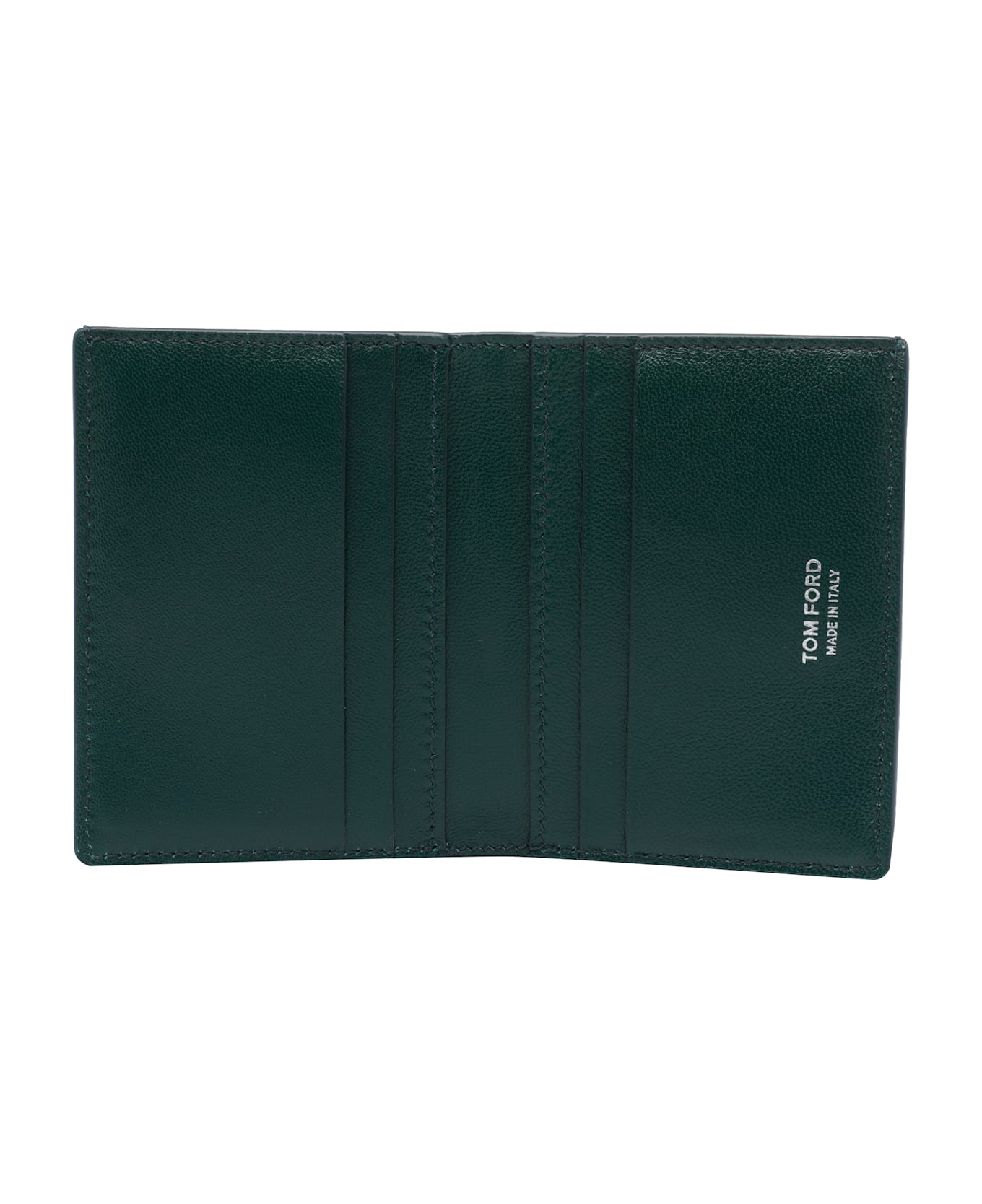 Tom Ford Logo Crocodile Card Holder - Green