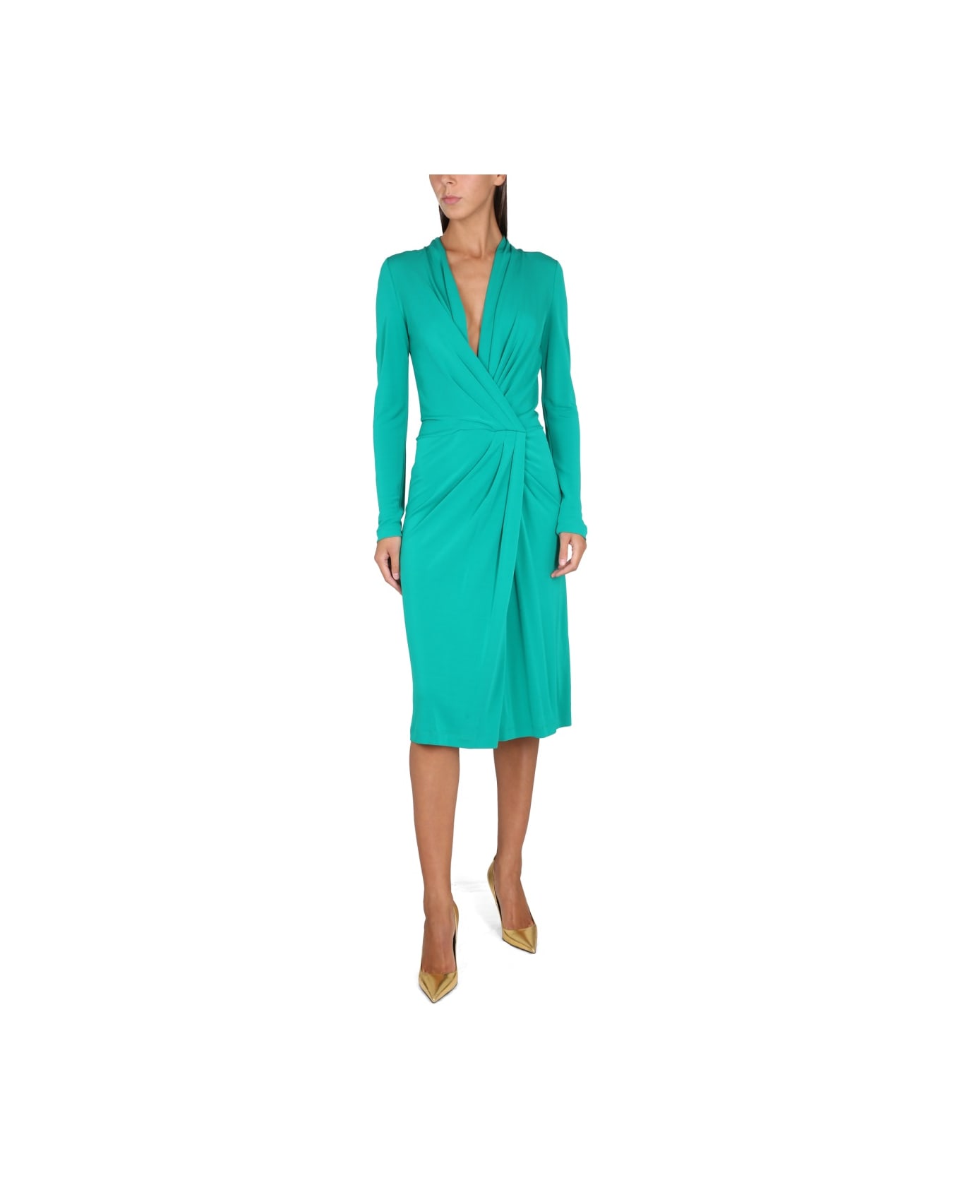 Alberta Ferretti V-neck Dress - Emerald