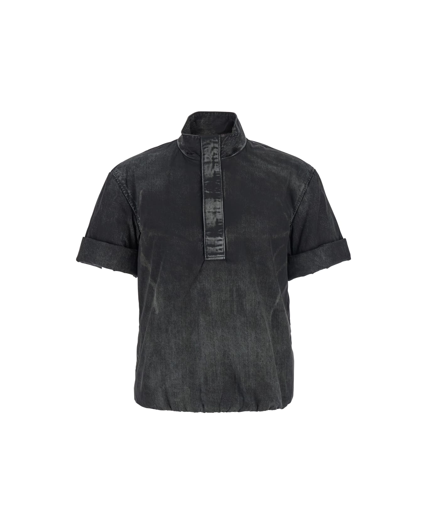 Diesel Black Jacket With Short-sleeve And Distressed Effect In Fabric Man - Black