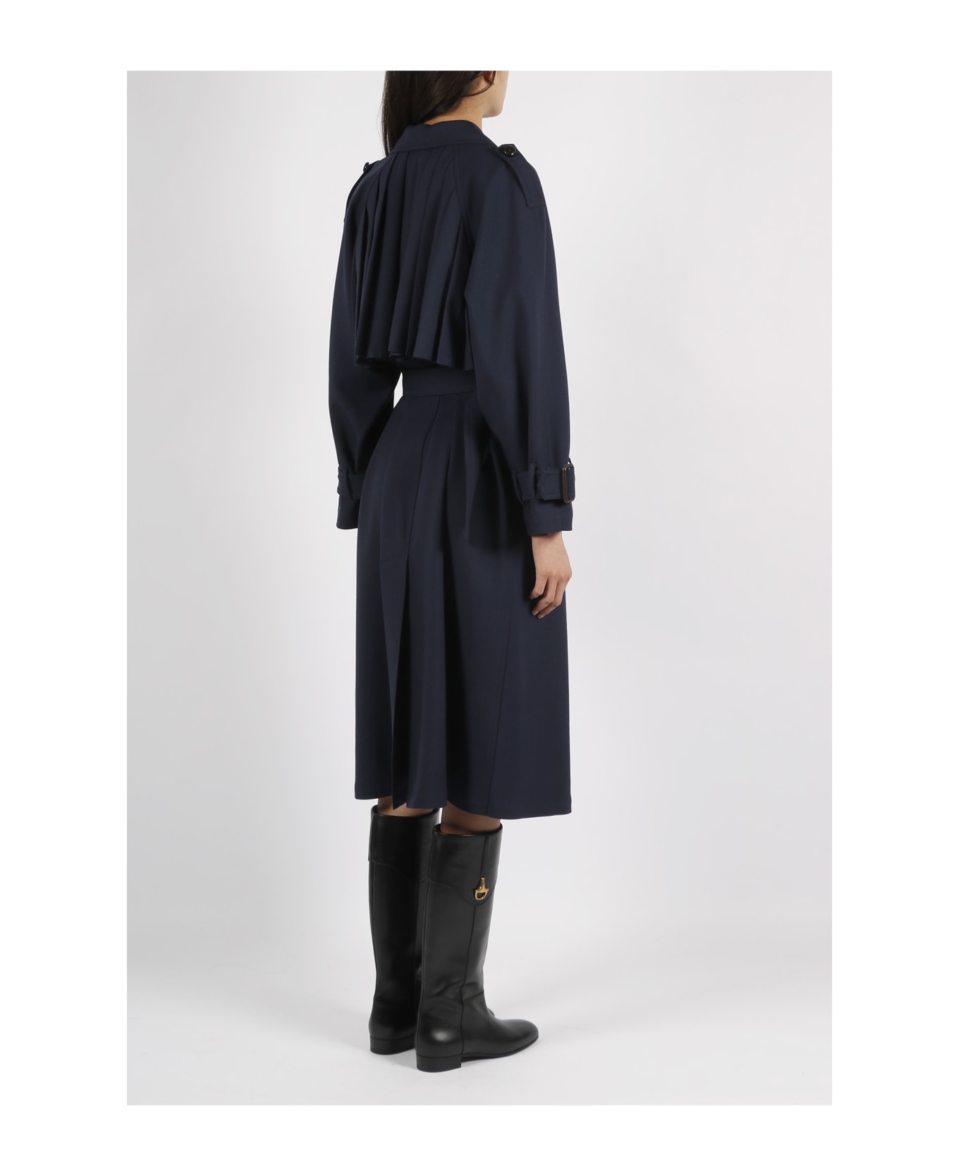 Gucci Blue Comfort Trench Coat In Wool Woman - Blue レインコート