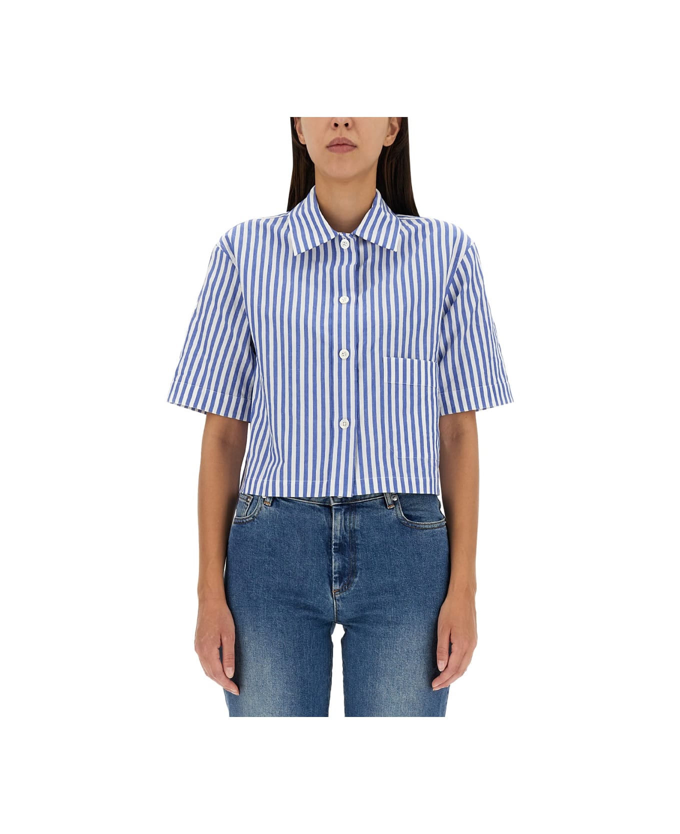 Margaret Howell Candy Stripe Shirt - BLUE