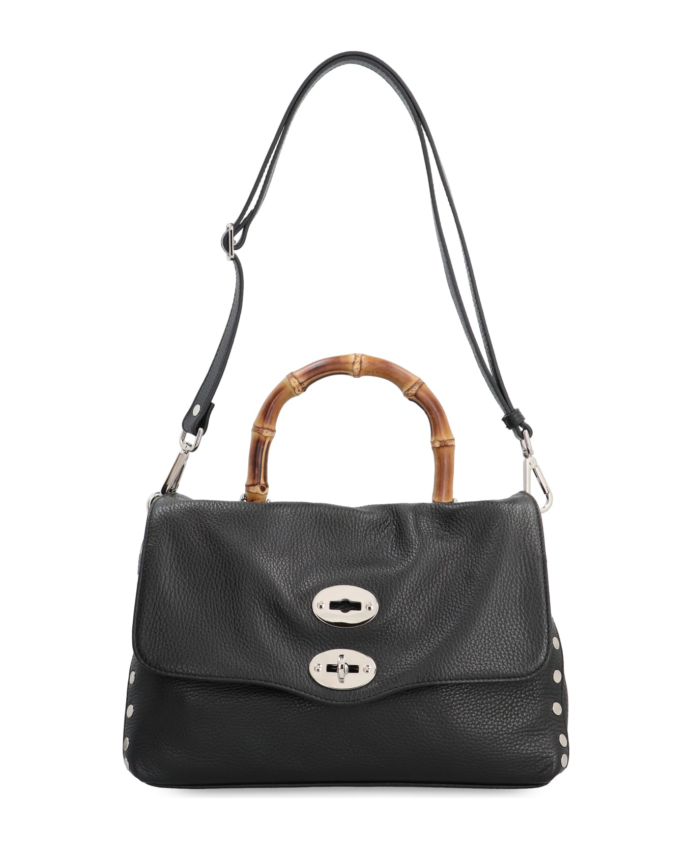 Zanellato Postina S Pebbled Leather Handbag - black トートバッグ