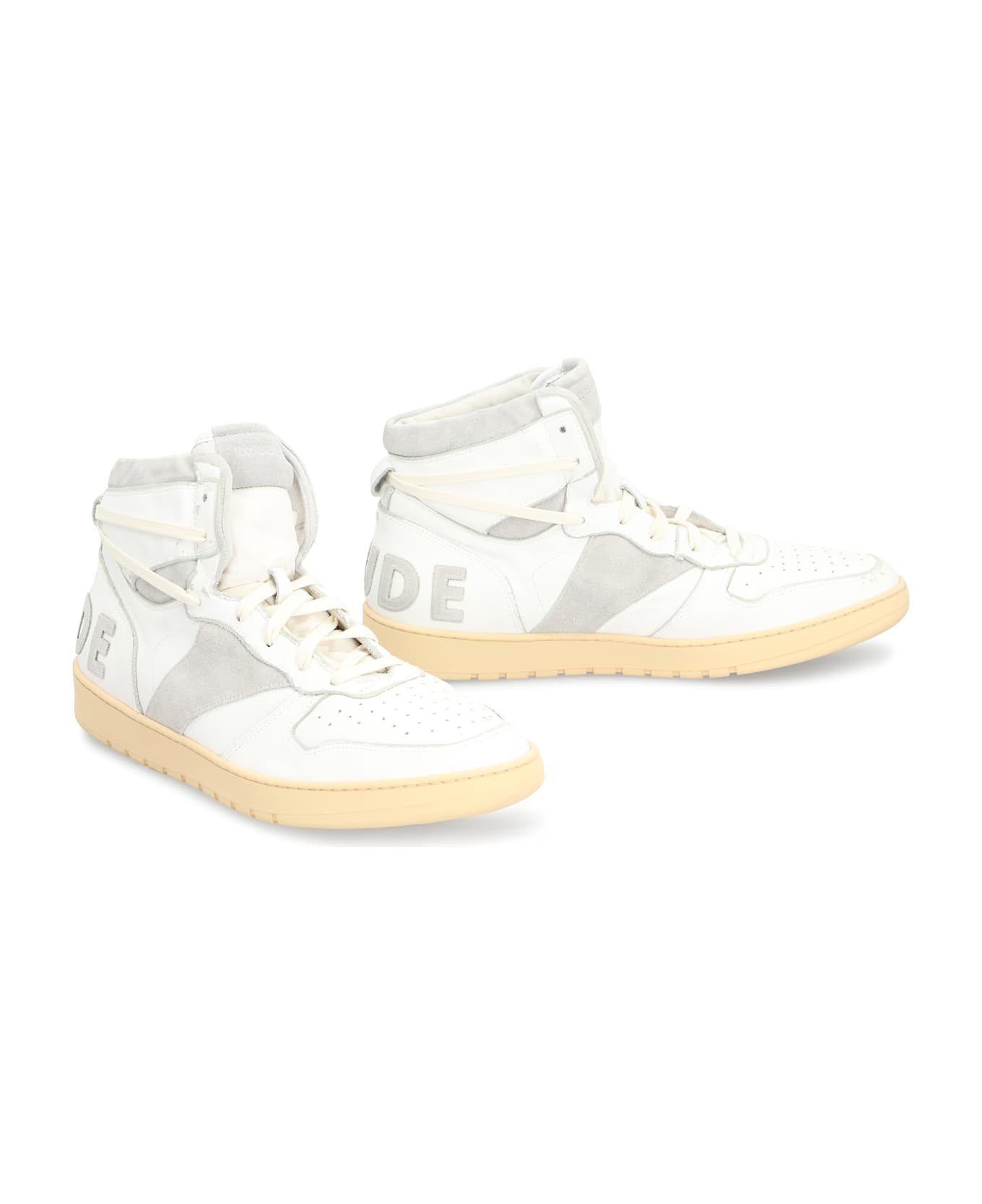 Rhude Rhecess Leather High-top Sneakers - White