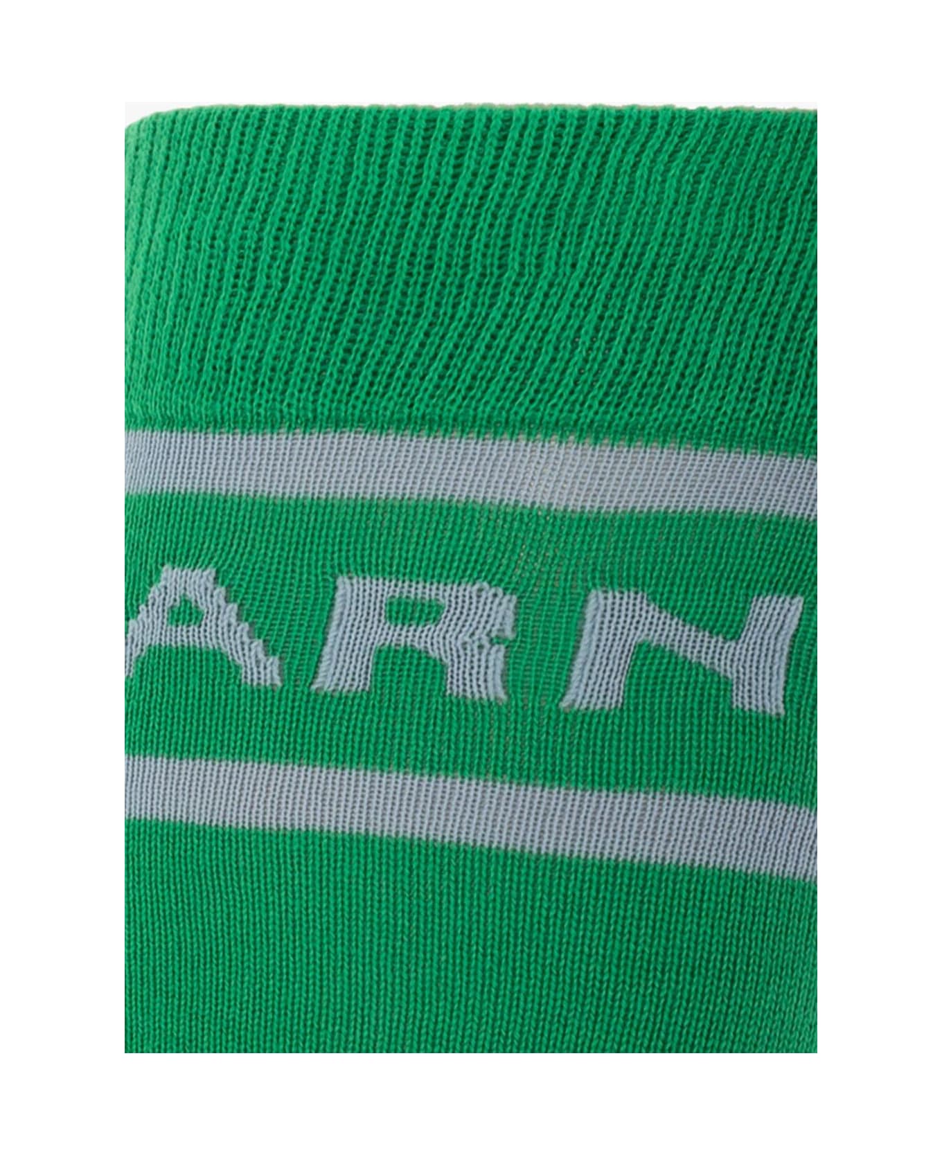 Marni Logo Intarsia Color-block Socks - Green 靴下