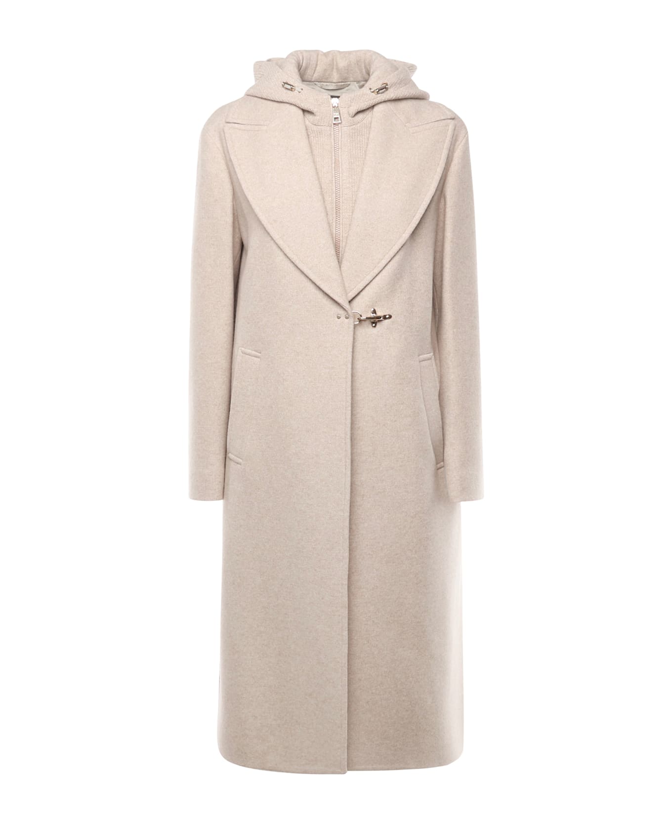 Fay Double-front Wool Jersey Coat - Beige