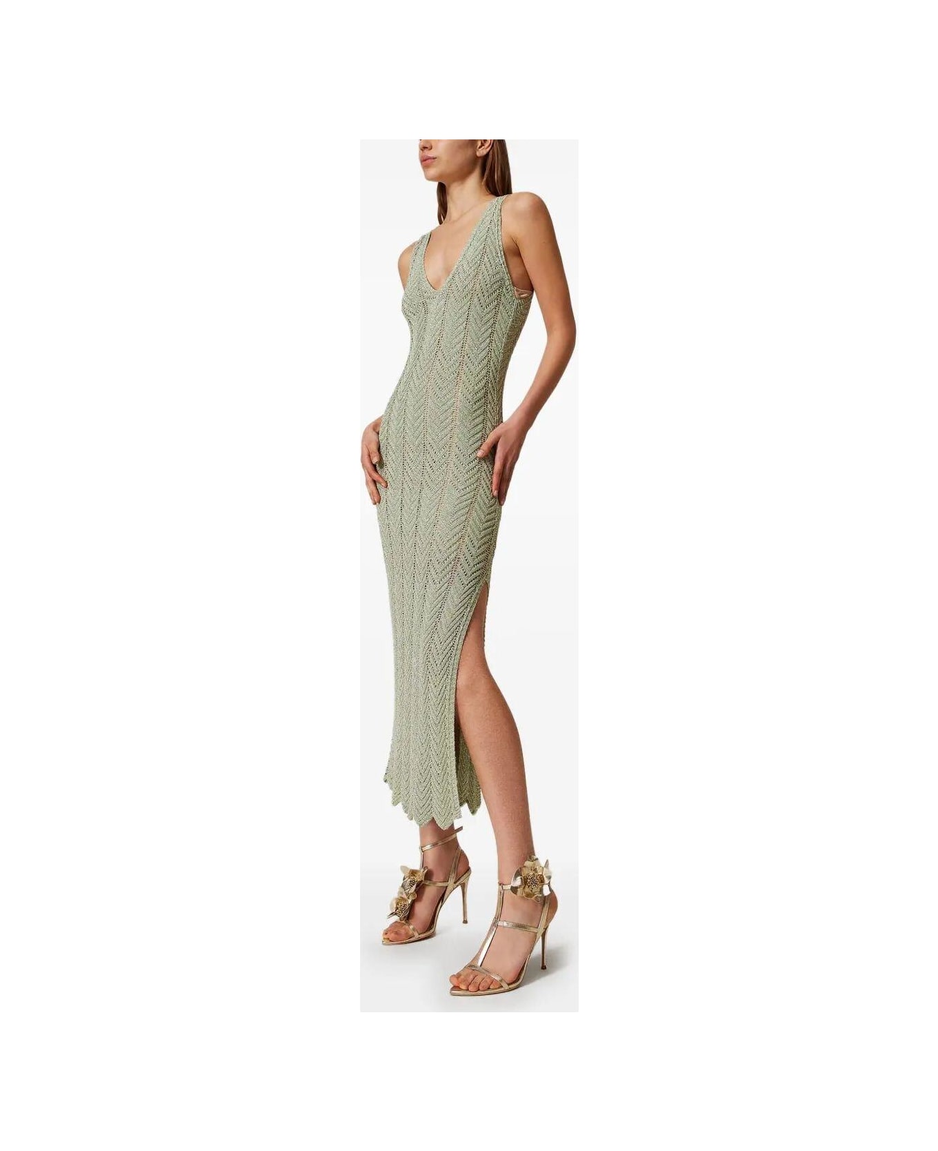 TwinSet Chevron Knit Maxi Dress TwinSet