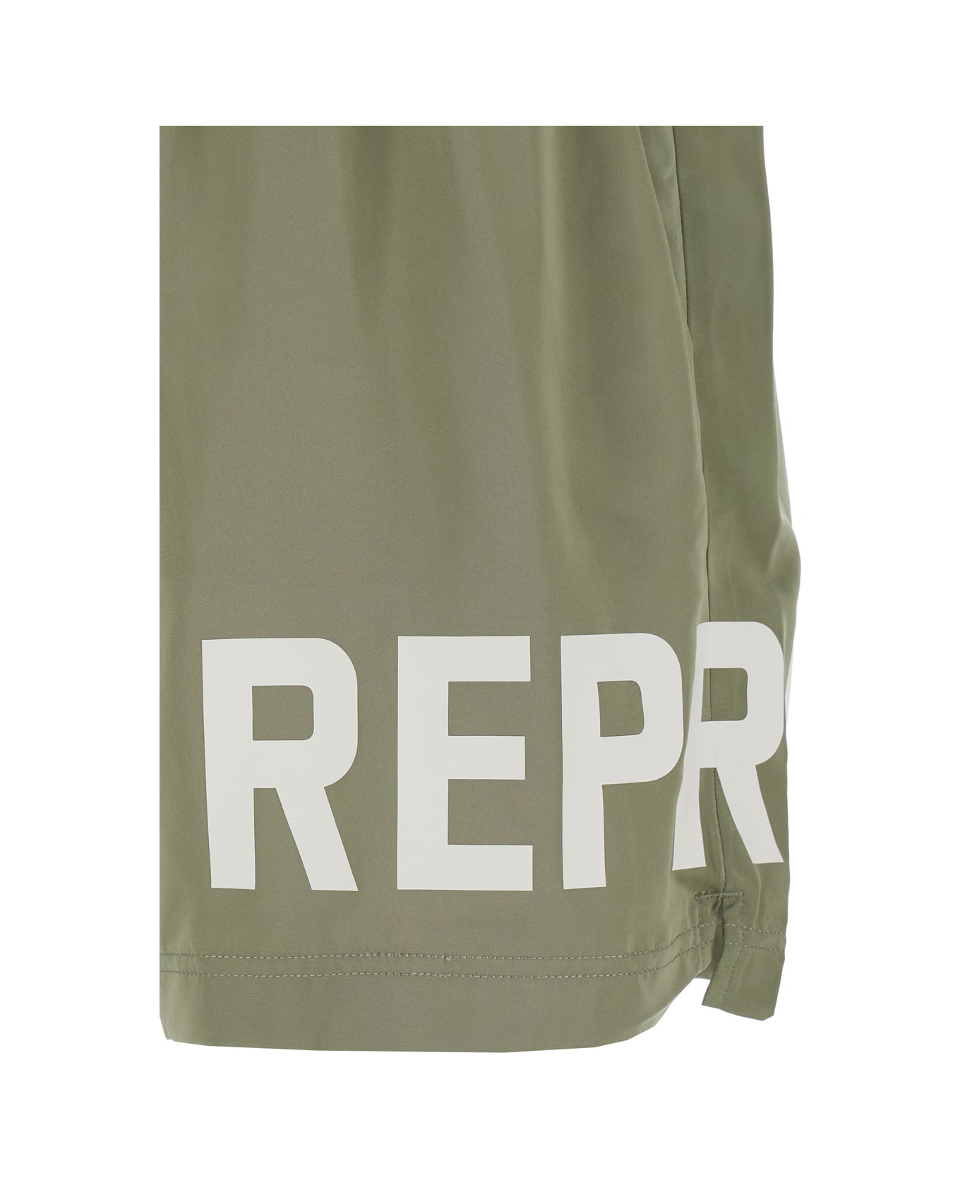 REPRESENT Green Swim Shorts With Elastic Drawstring Waist And Logo Lettering Print In Tech Fabric Man - Green