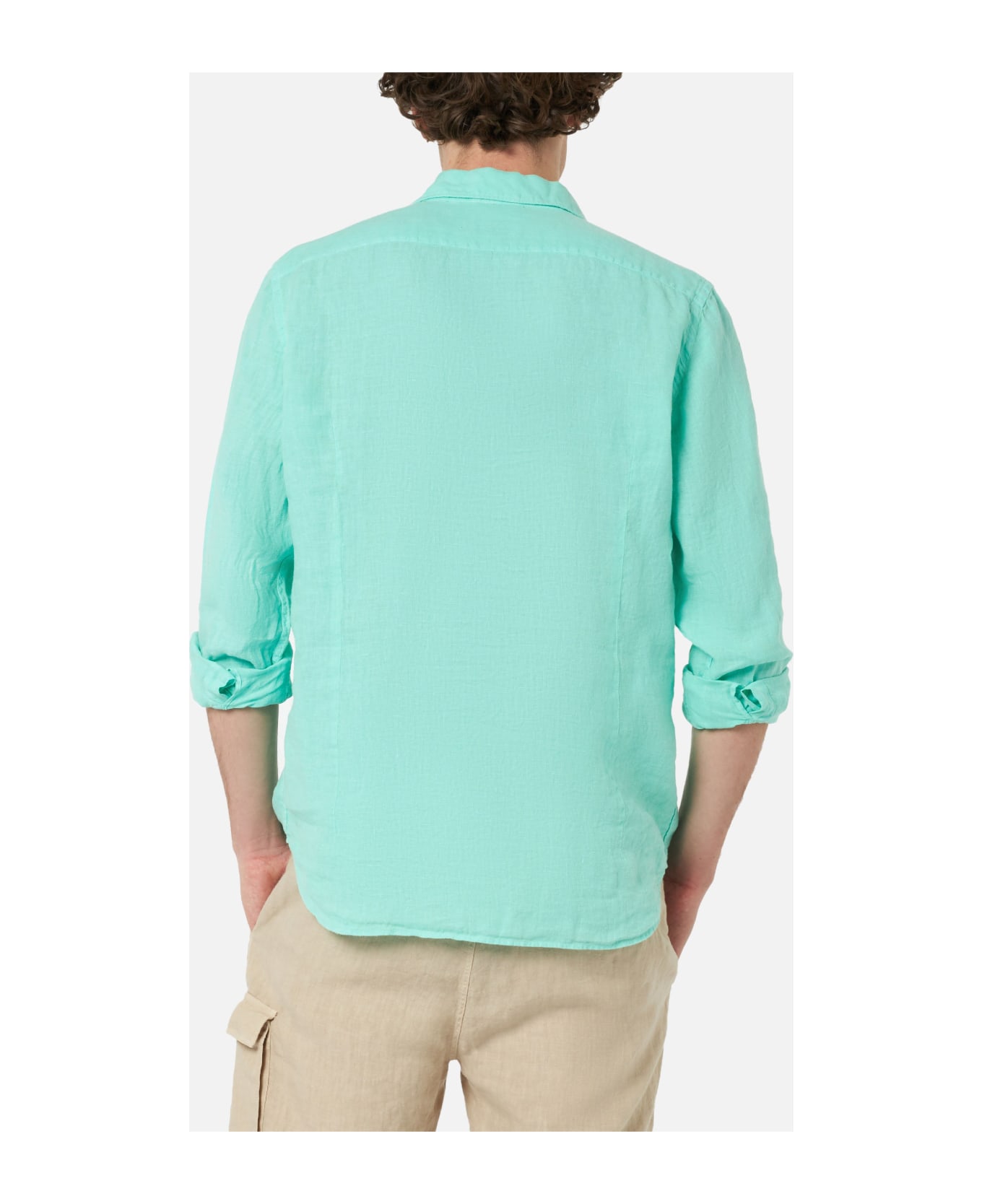 MC2 Saint Barth Man Mint Green Linen Shirt Pamplona - GREEN