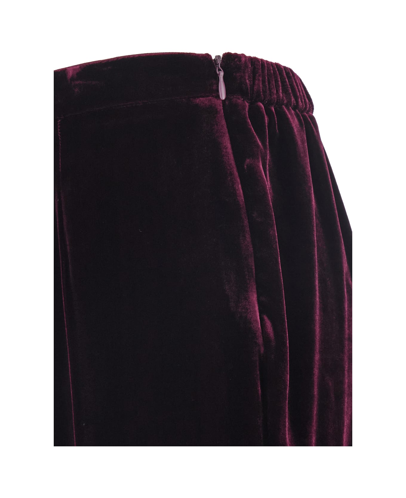 Forte_Forte Purple Trousers With Elasticated Waist And Hidden Side Closure In Velvet Woman - Violet