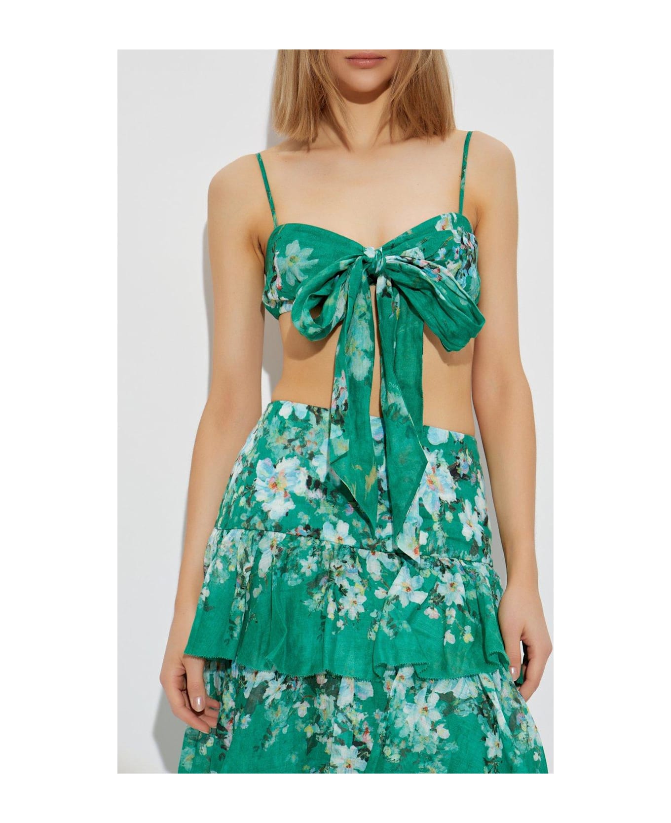 Zimmermann Everley Draped Bow Bralette - Green