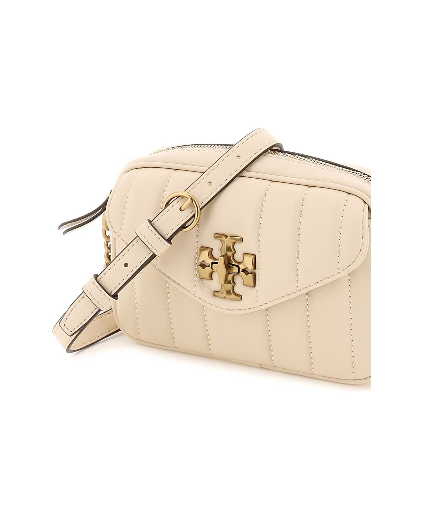 Tory Burch Mini Kira Quilted Leather Crossbody Camera Bag in Brie
