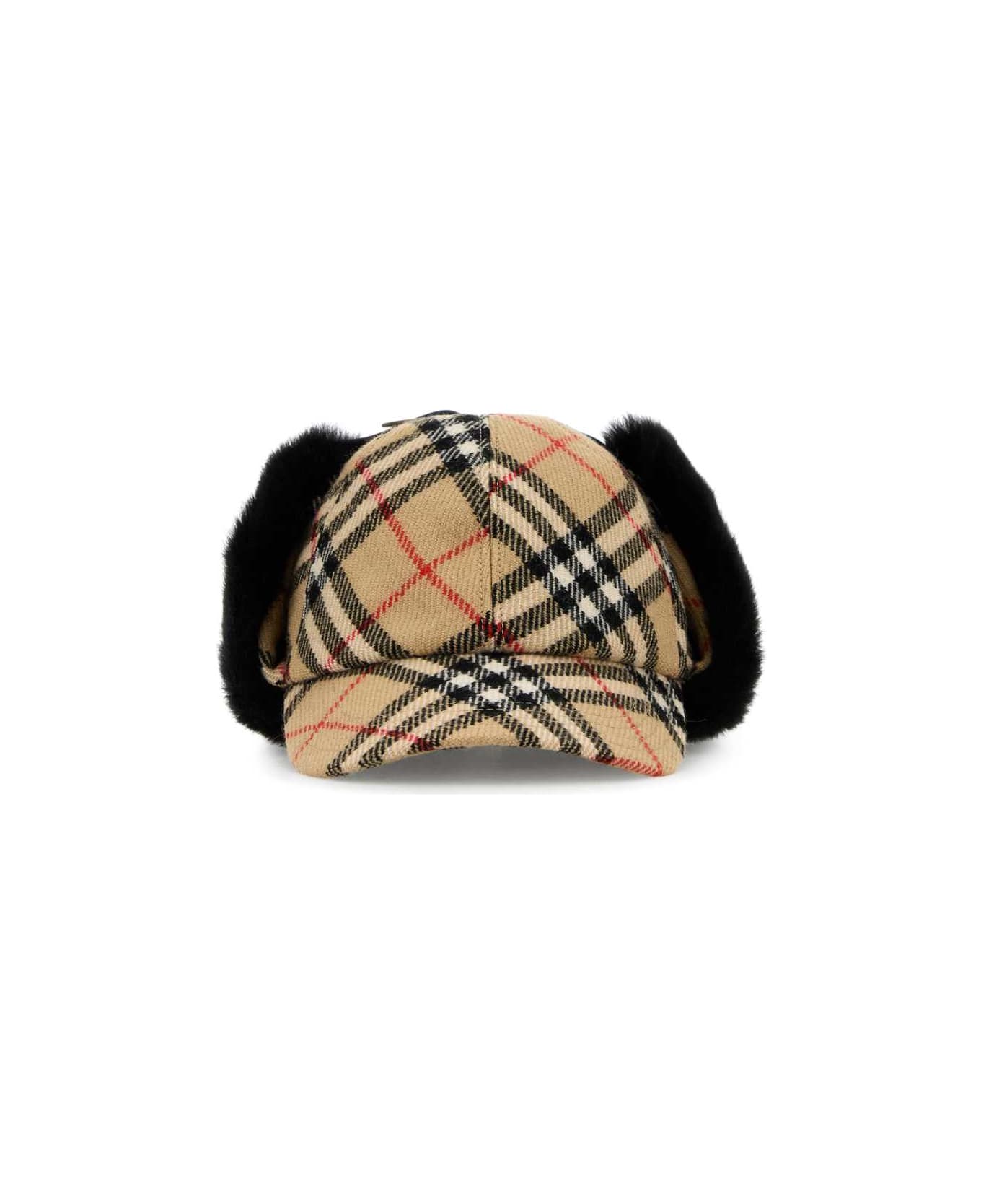 Burberry Embroidered Wool Hat - SAND