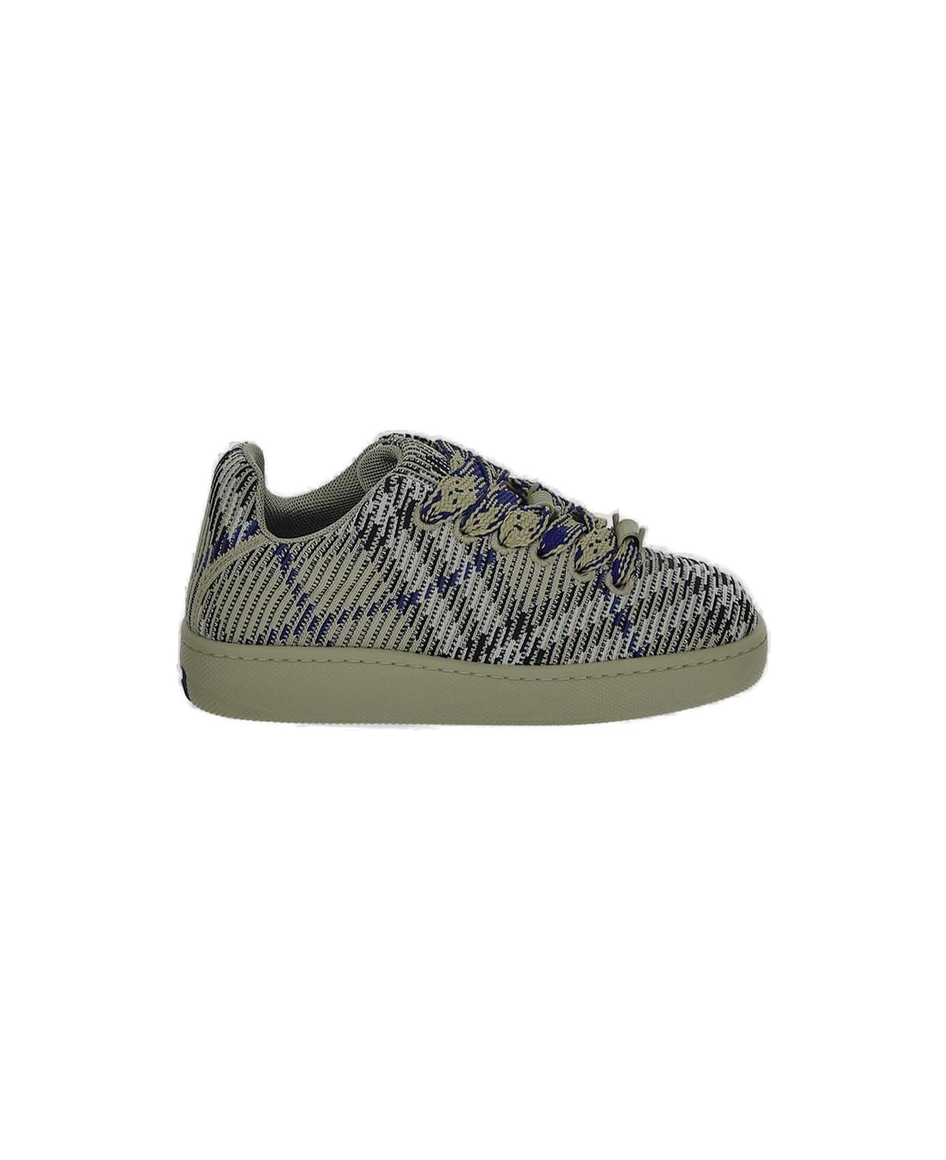 Burberry Box Checked Knitted Lace-up Sneakers - Lichene