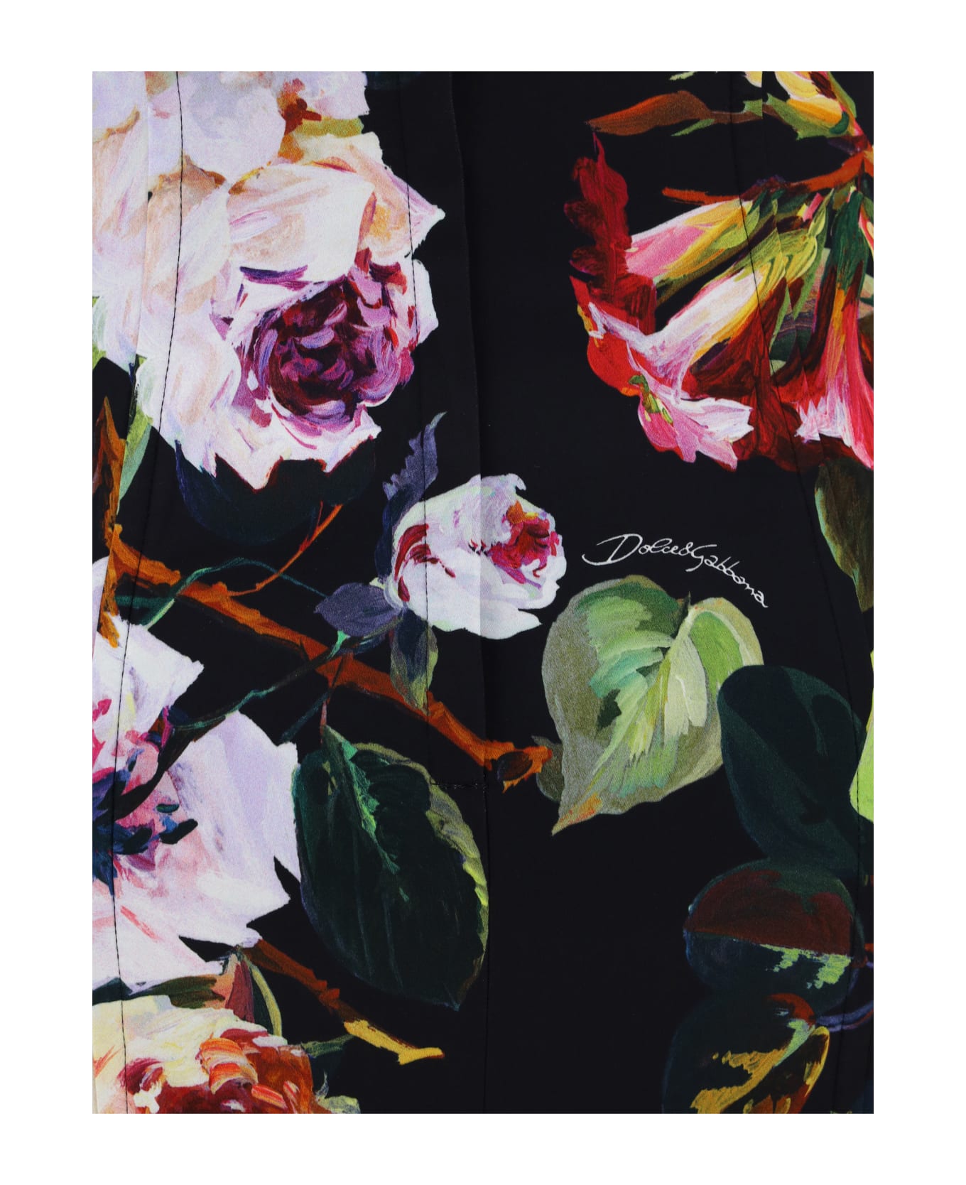 Dolce & Gabbana Rose Garden Print Stretch Silk Satin Bustier Short Dress - Roseto F.nero