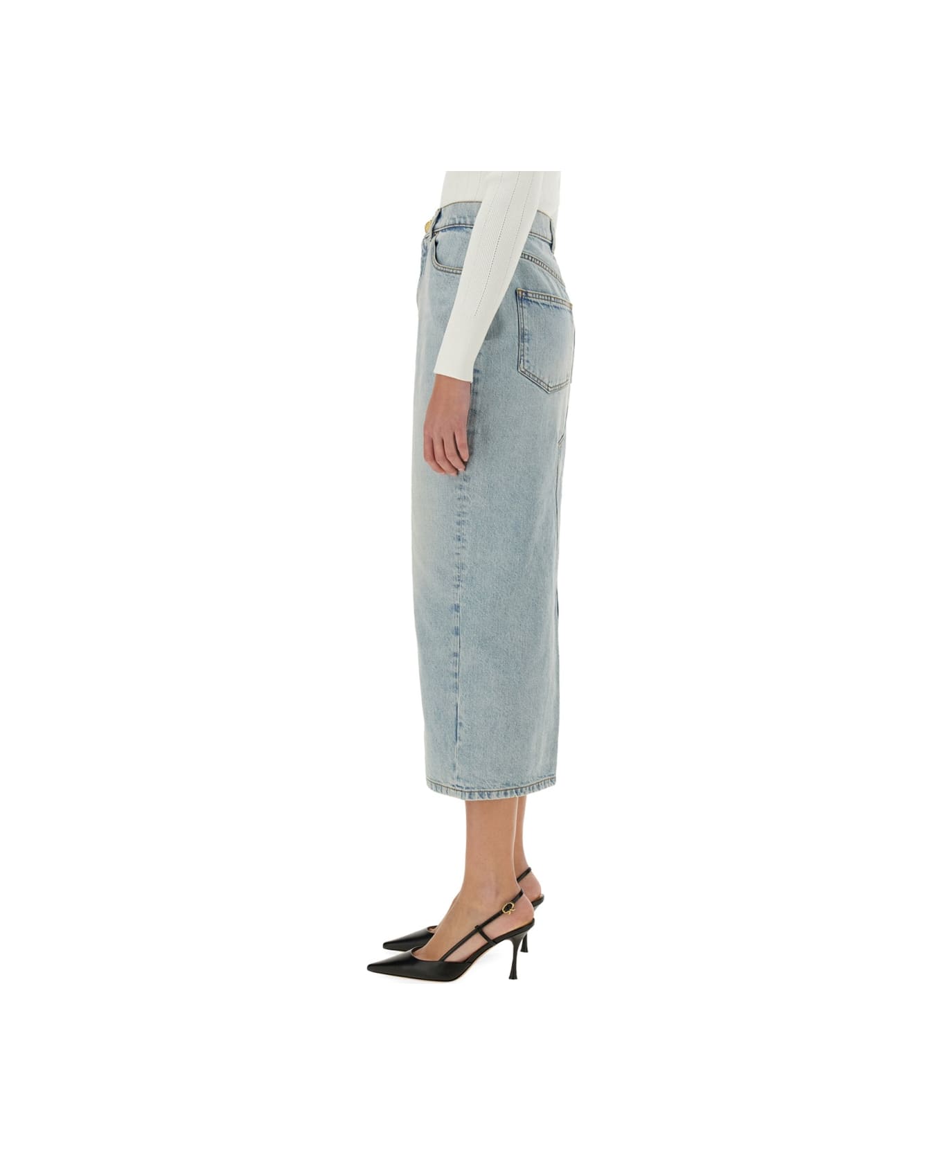 Balmain Denim Midi Skirt - DENIM