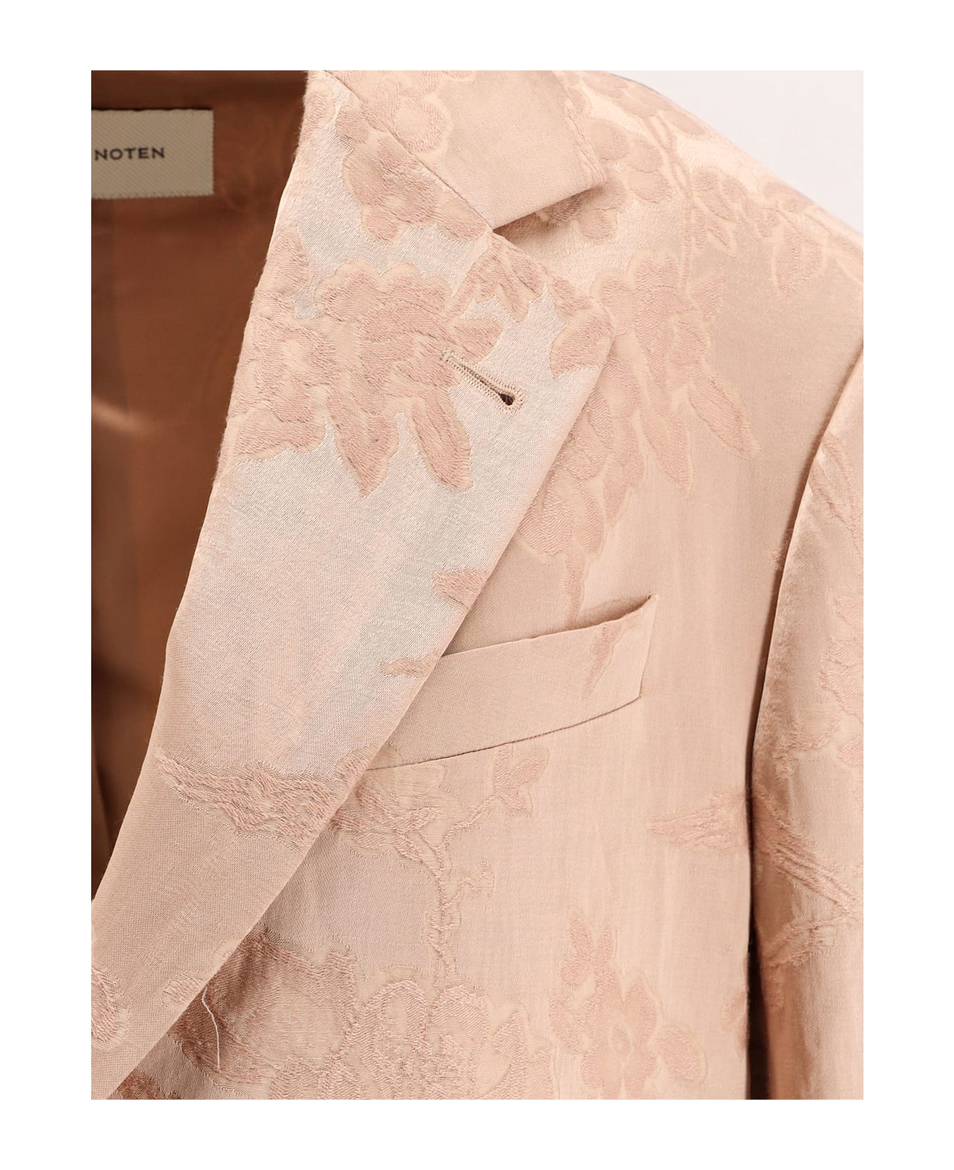 Dries Van Noten Jacquard Linen Blend Blazer With Floral Motif - Pink