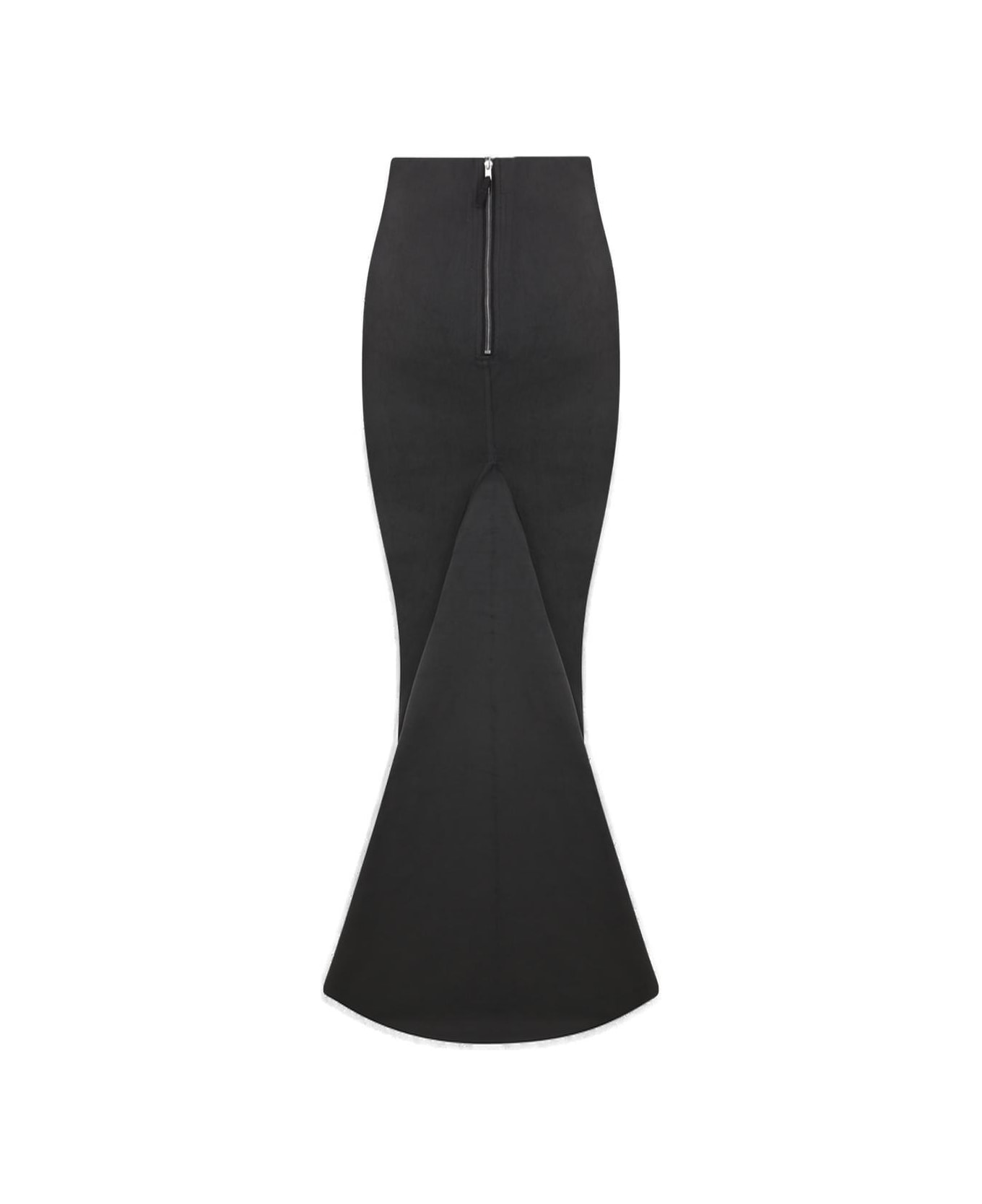 Rick Owens Rear Zipped Pillar Coated Denim Mermaid Skirt - Nero