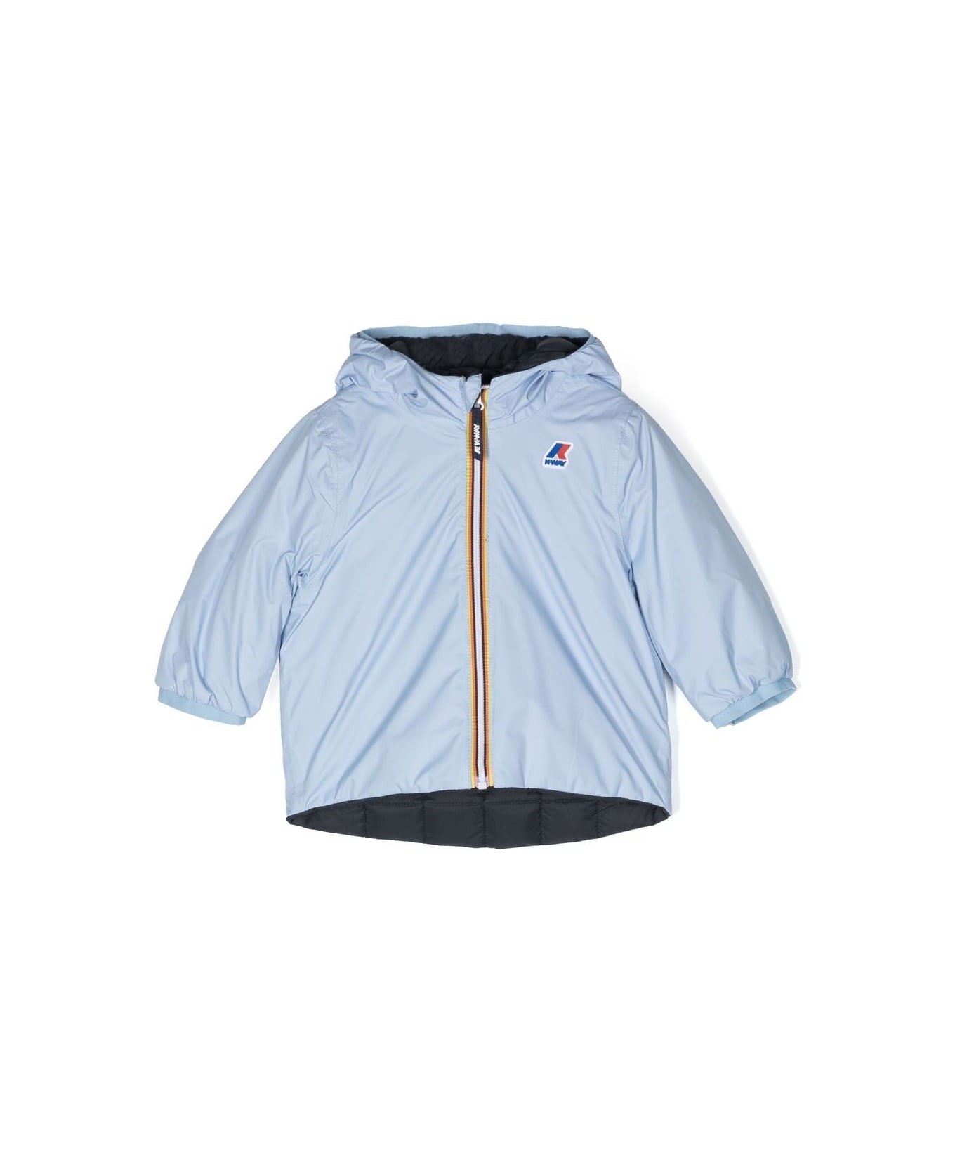 K-Way Down Jacket With Reversible Logo - Light blue