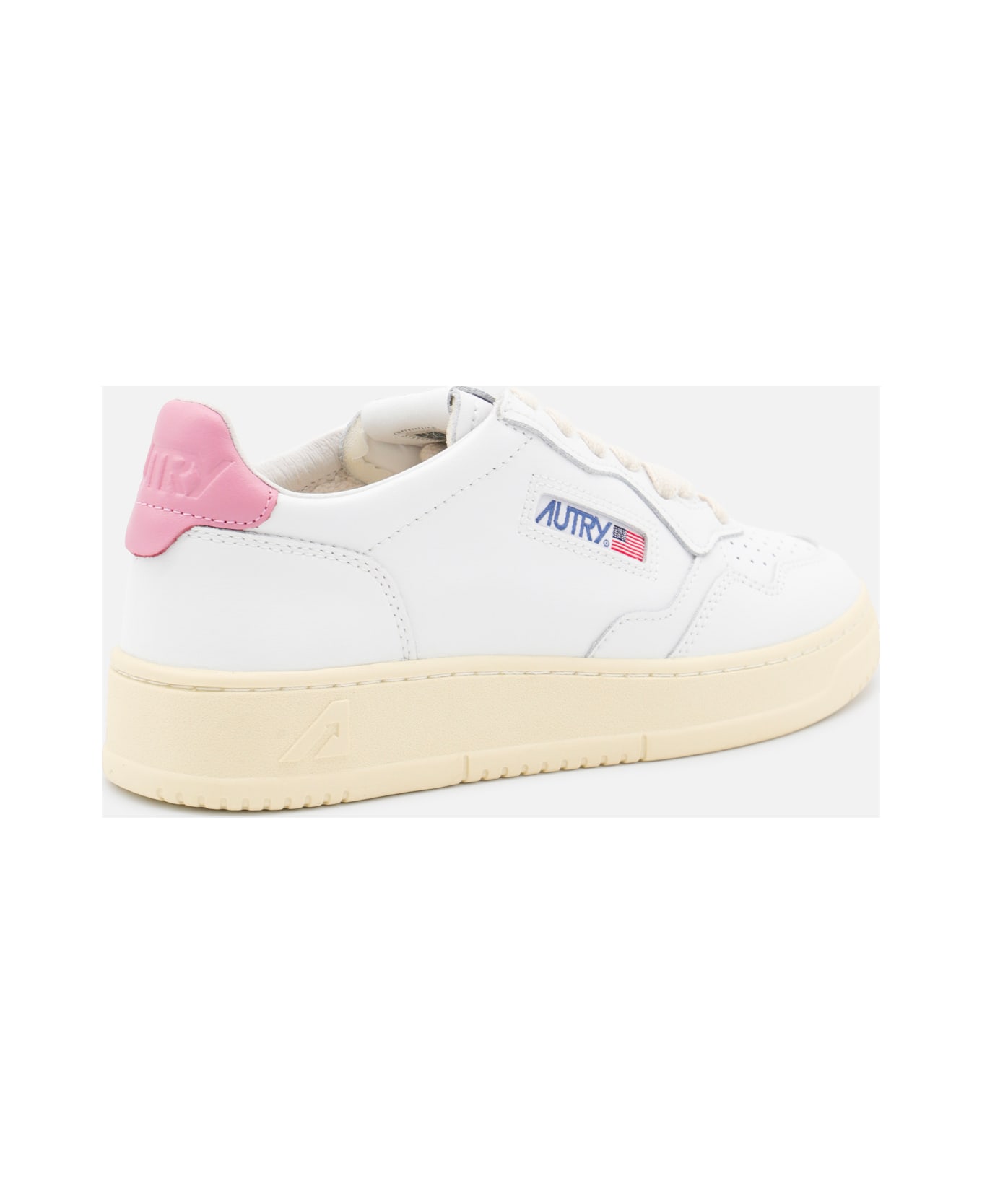 Autry White And Pink Leather Medalist Low Sneakers - WHITE/POLIGNAC