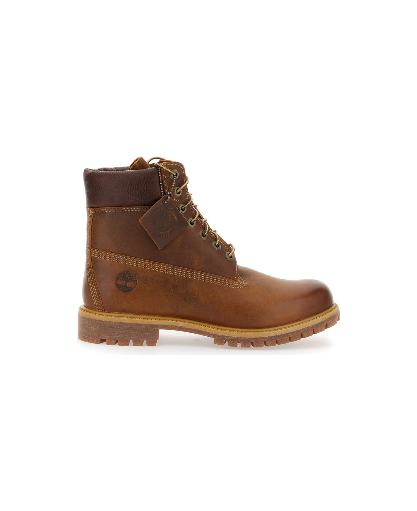 Timberland Brown Water-proof Boots With Logo In Leather Man - Marrone
