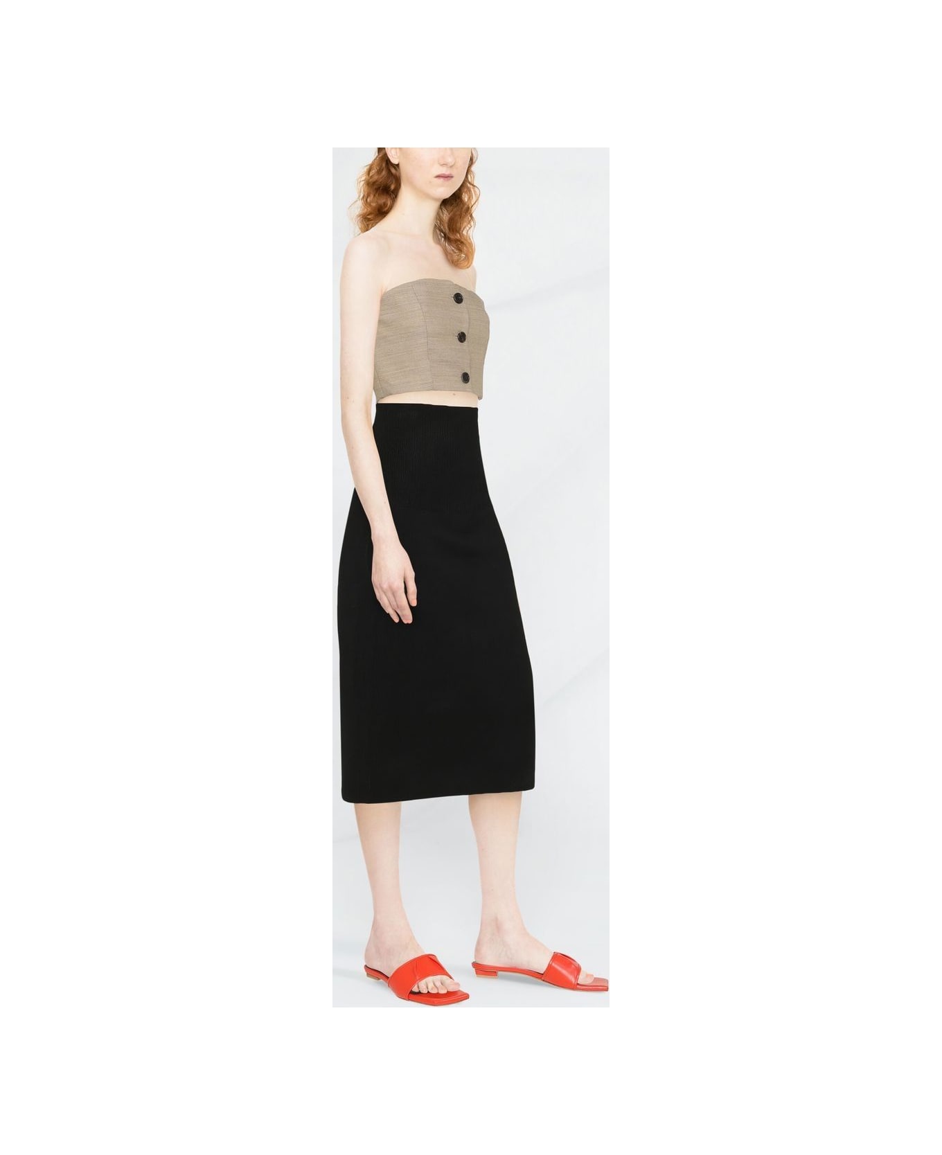 Victoria Beckham Fitted Midi Skirt - Black