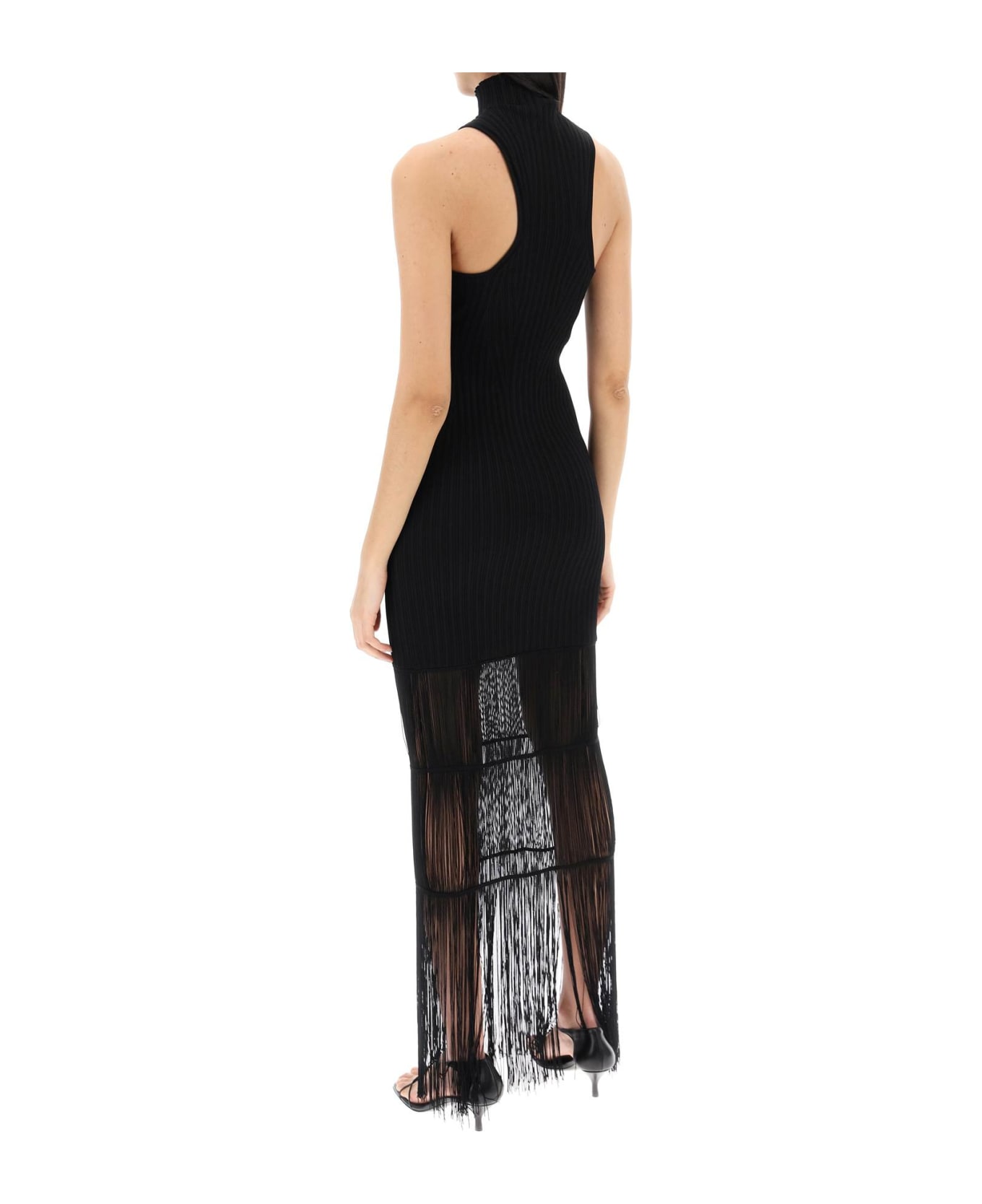 Khaite Ribbed Knit Dress With Fringe Details - BLACK (Black)