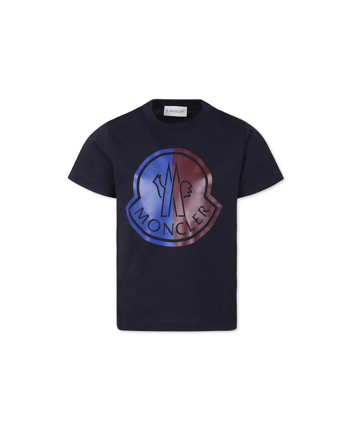 Moncler Blue T-shirt For Boy With Logo - Blue