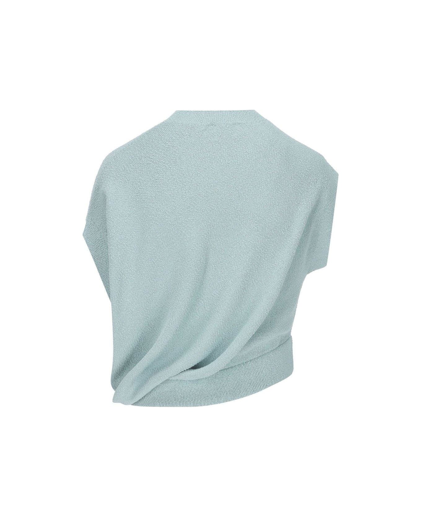 Fendi Asymmetric Hem Cape-sleeved Crewneck Jumper - Pale blue