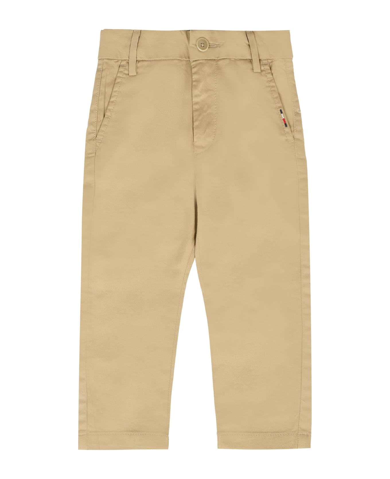 Tommy Hilfiger Beige Trousers For Baby Boy With Flag - Beige