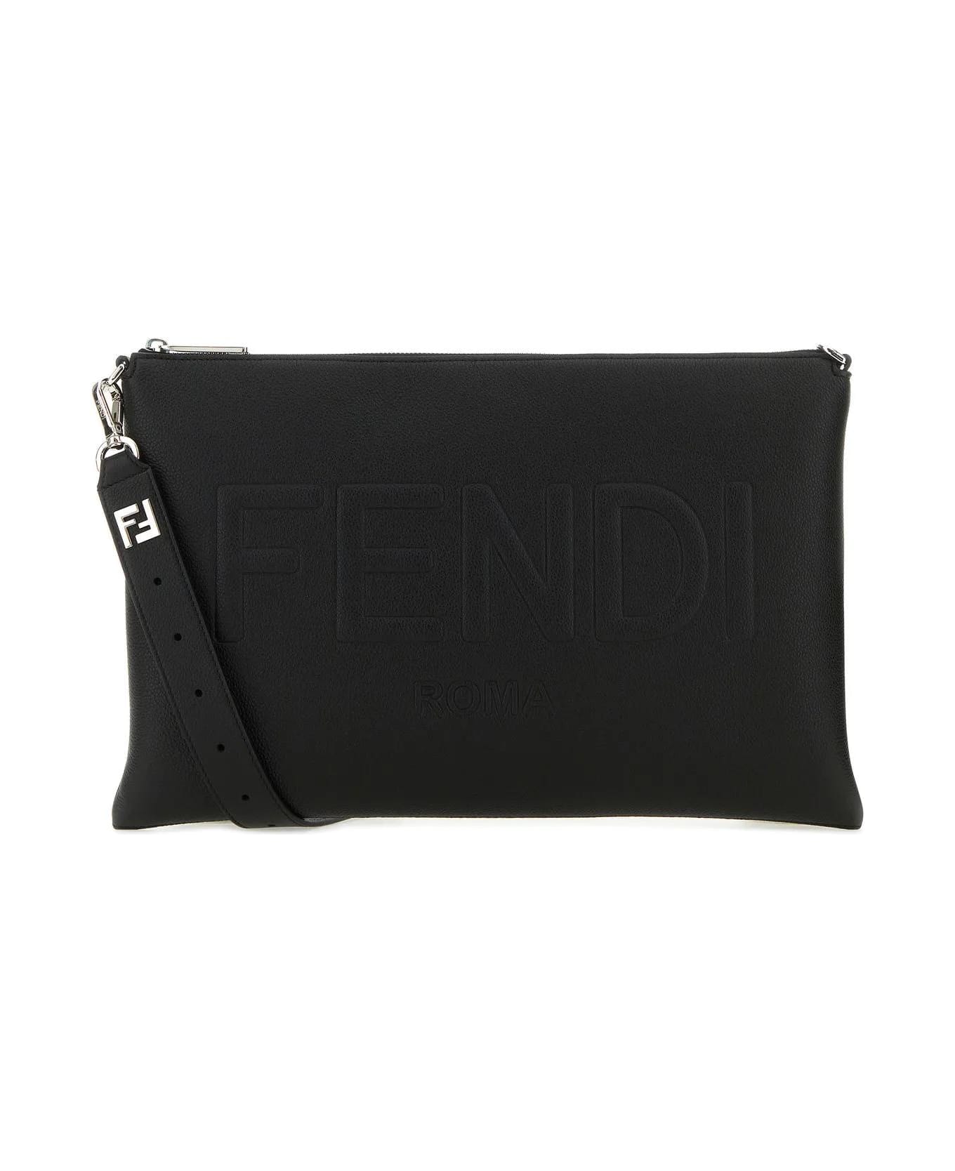 Fendi Black Leather Fendi Roma Shoulder Bag - Black