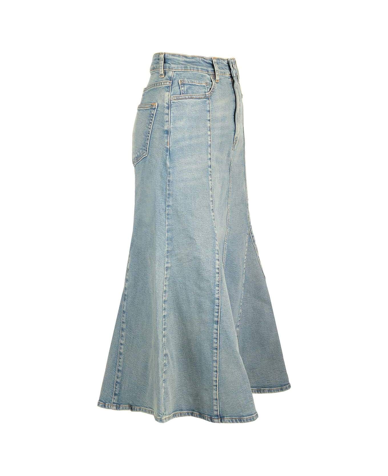 Ganni Peplum Midi Skirt - Stone Washed スカート