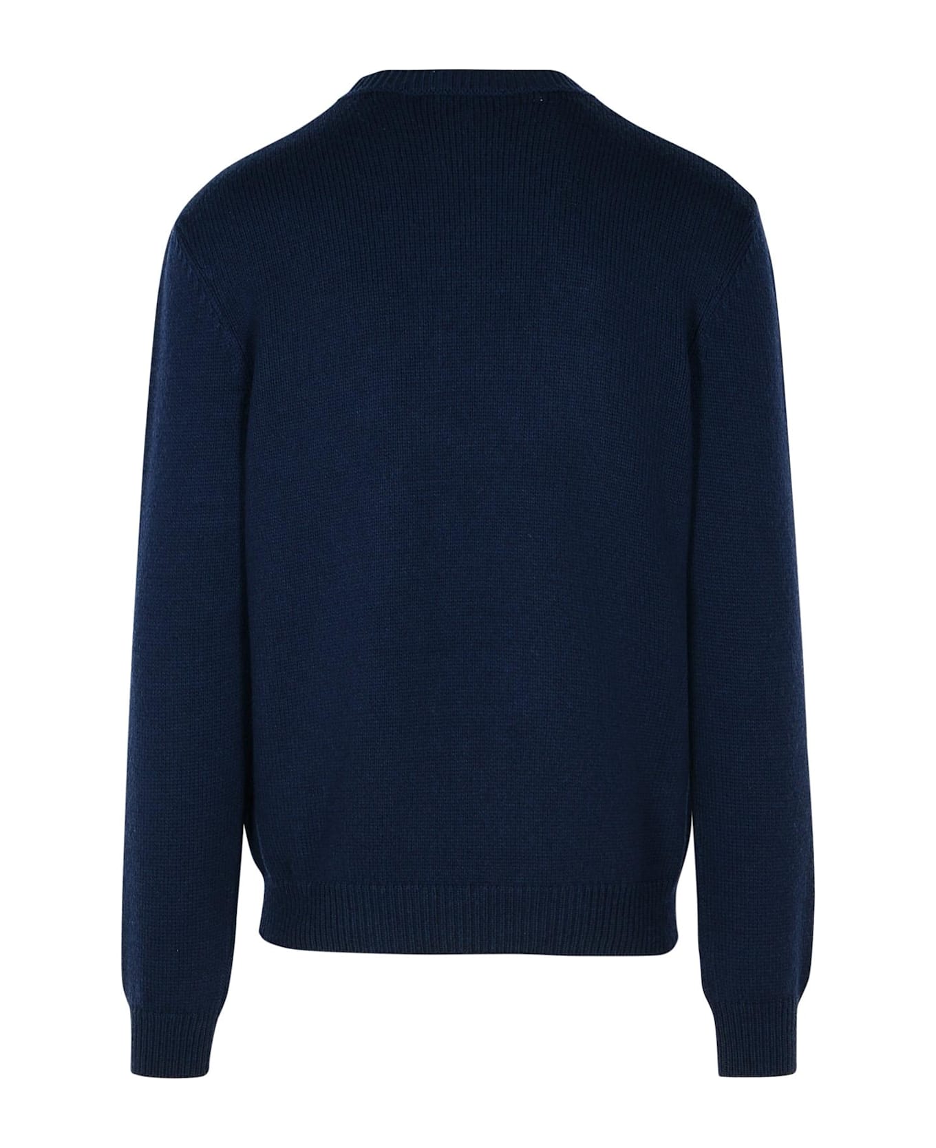 Balmain Blue Merino Wool Blend Sweater - Bleu Marine/blanc