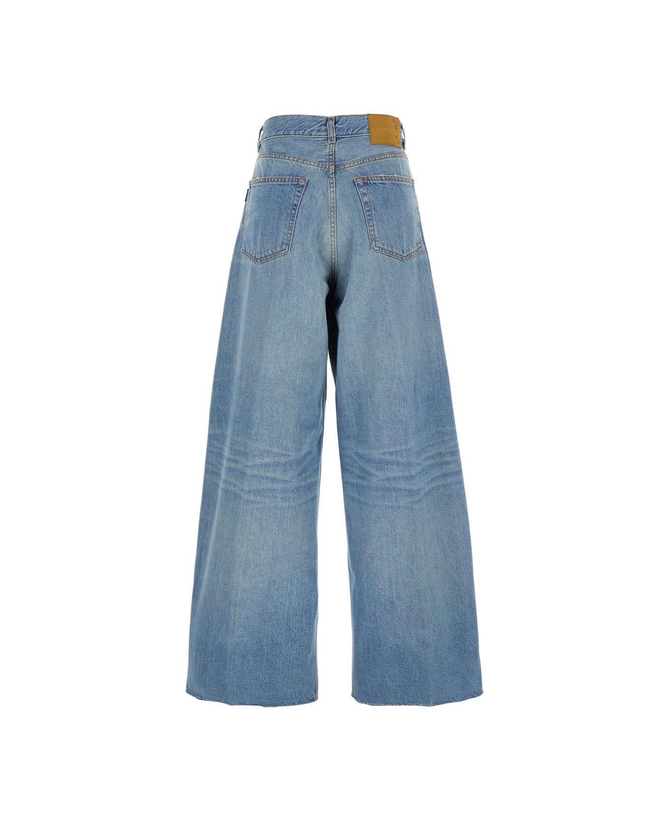 Haikure Blue Five Pocket Jeans With Logo Patch On The Back In Denim Woman - Blu
