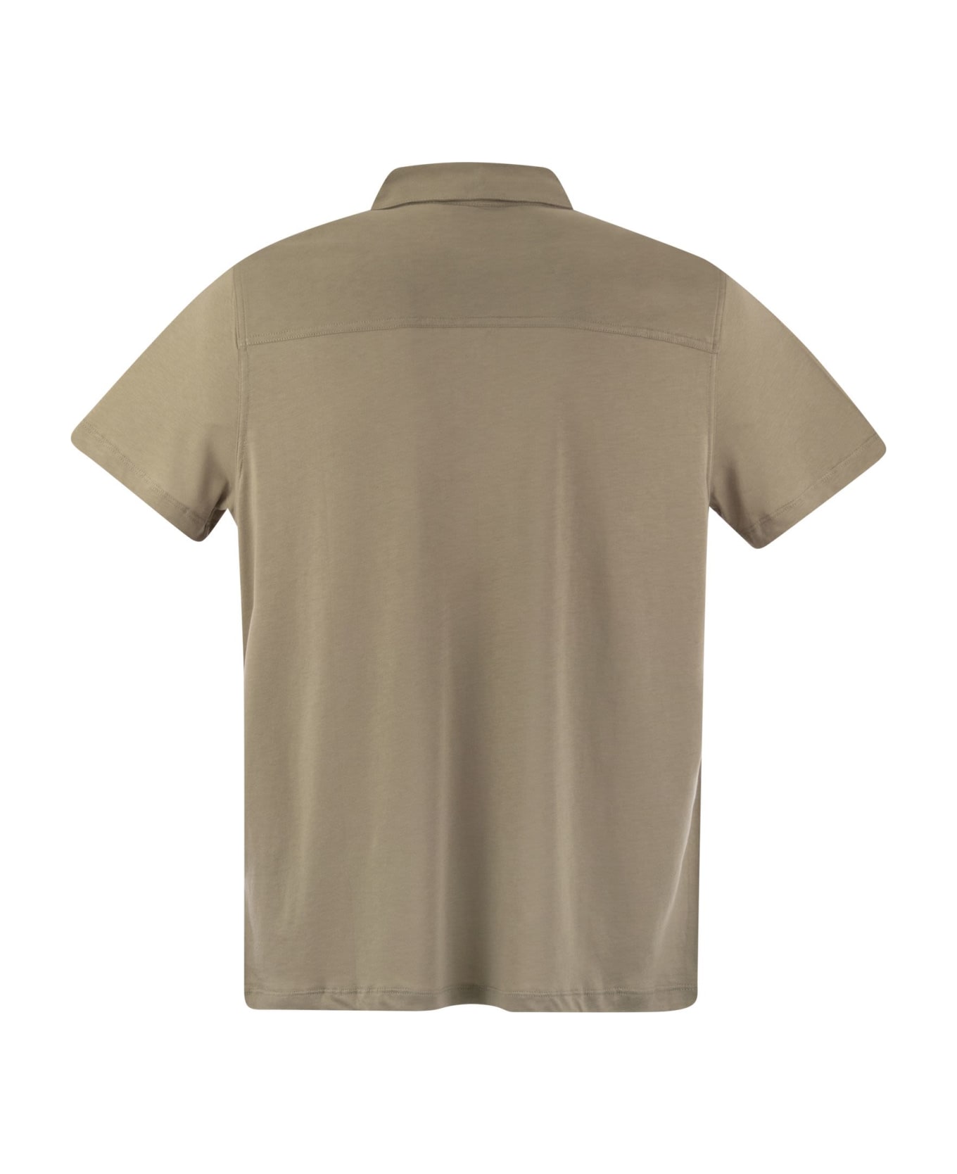Majestic Filatures Short-sleeved Polo Shirt In Lyocell - DESERTO