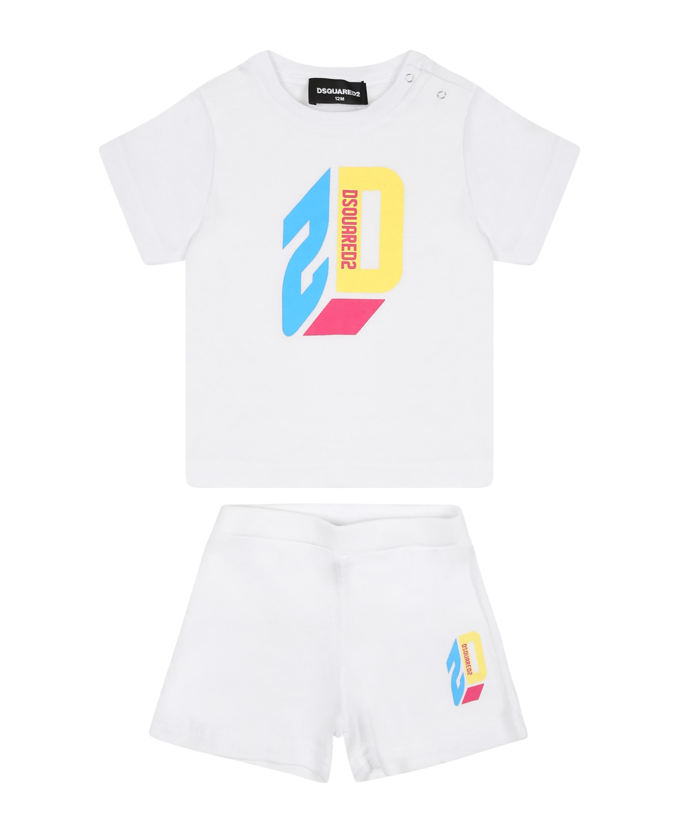Dsquared2 White Suit For Baby Boy With Logo - White