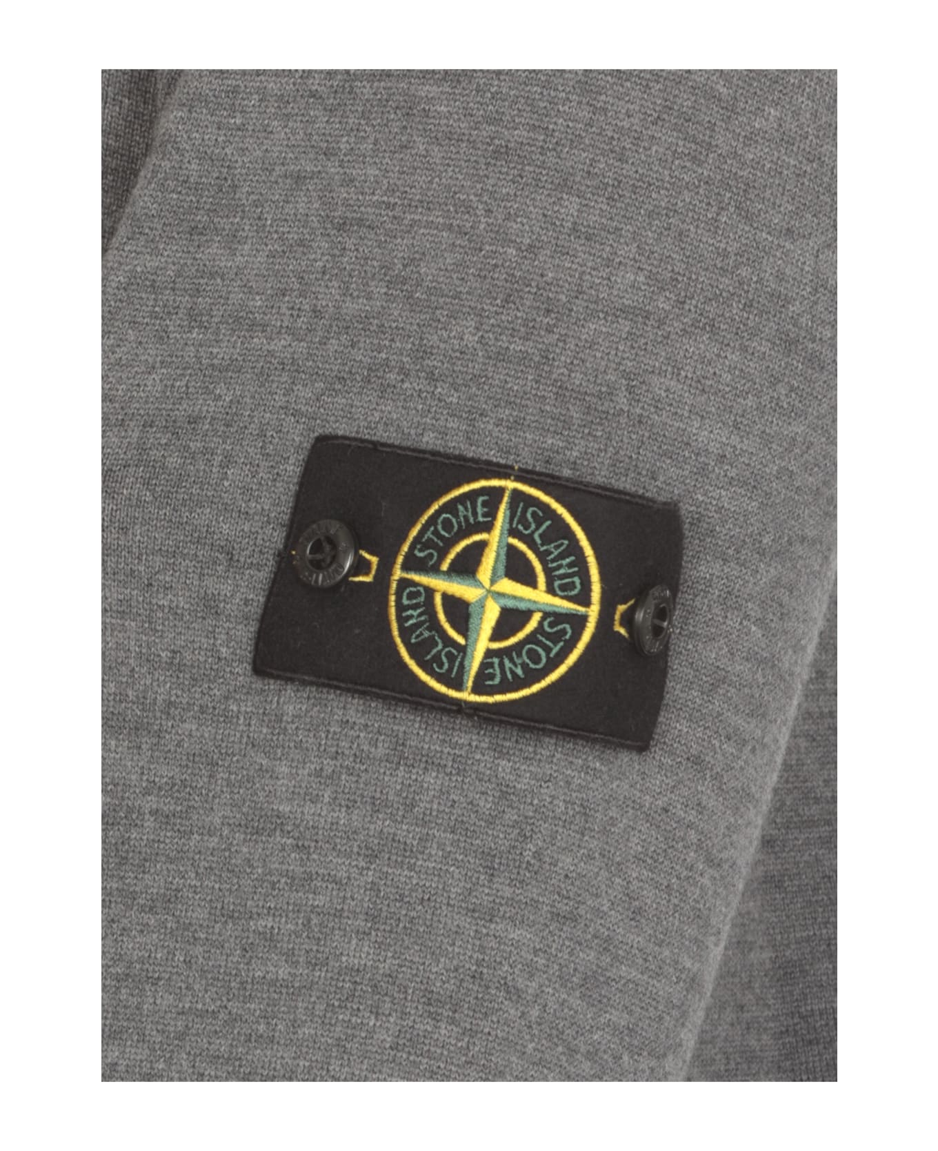 Stone Island Logo Patch Crewneck Jumper - Grey