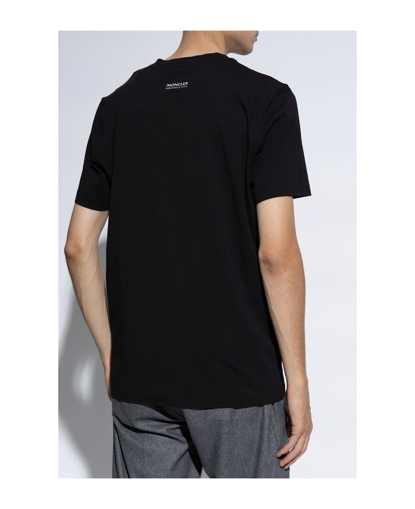 Moncler Logo Printed Crewneck T-shirt - Black