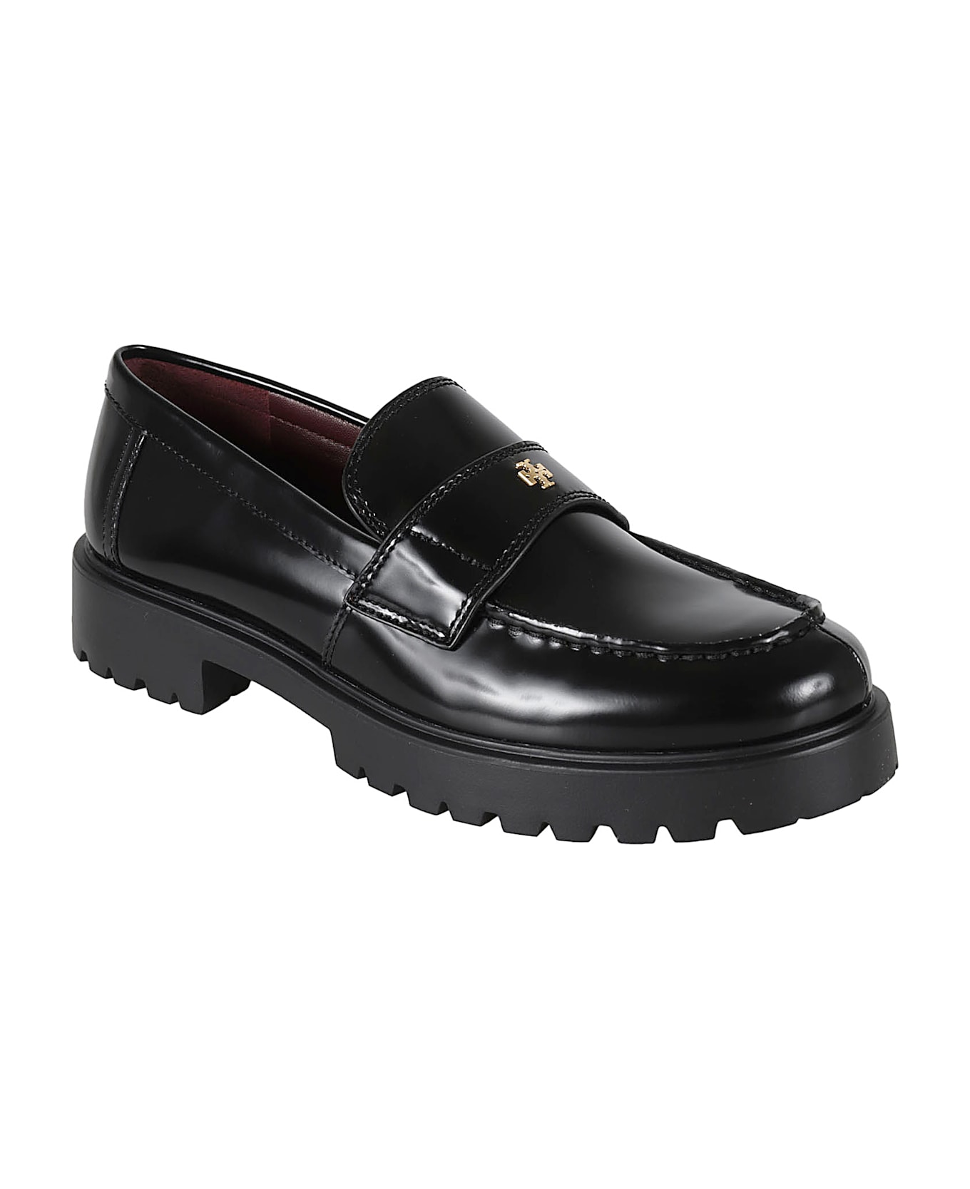 Tory Burch 'lug' Black Leather Loafers - Black