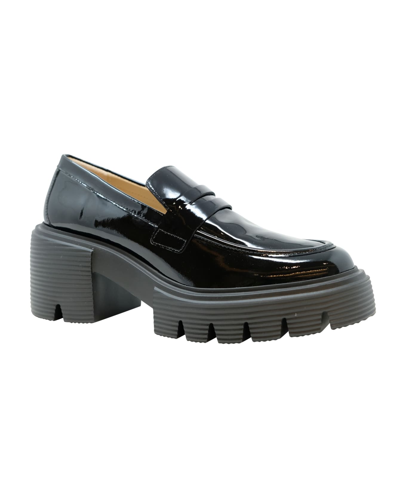 Stuart Weitzman Patent Leather Soho Loafer - Black ハイヒール