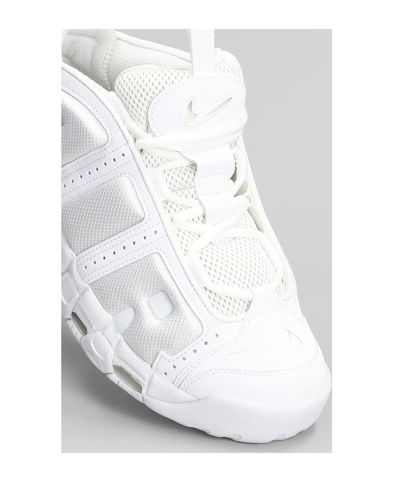 Nike Air More Uptempo Low Sneakers In White Leather And Fabric - white