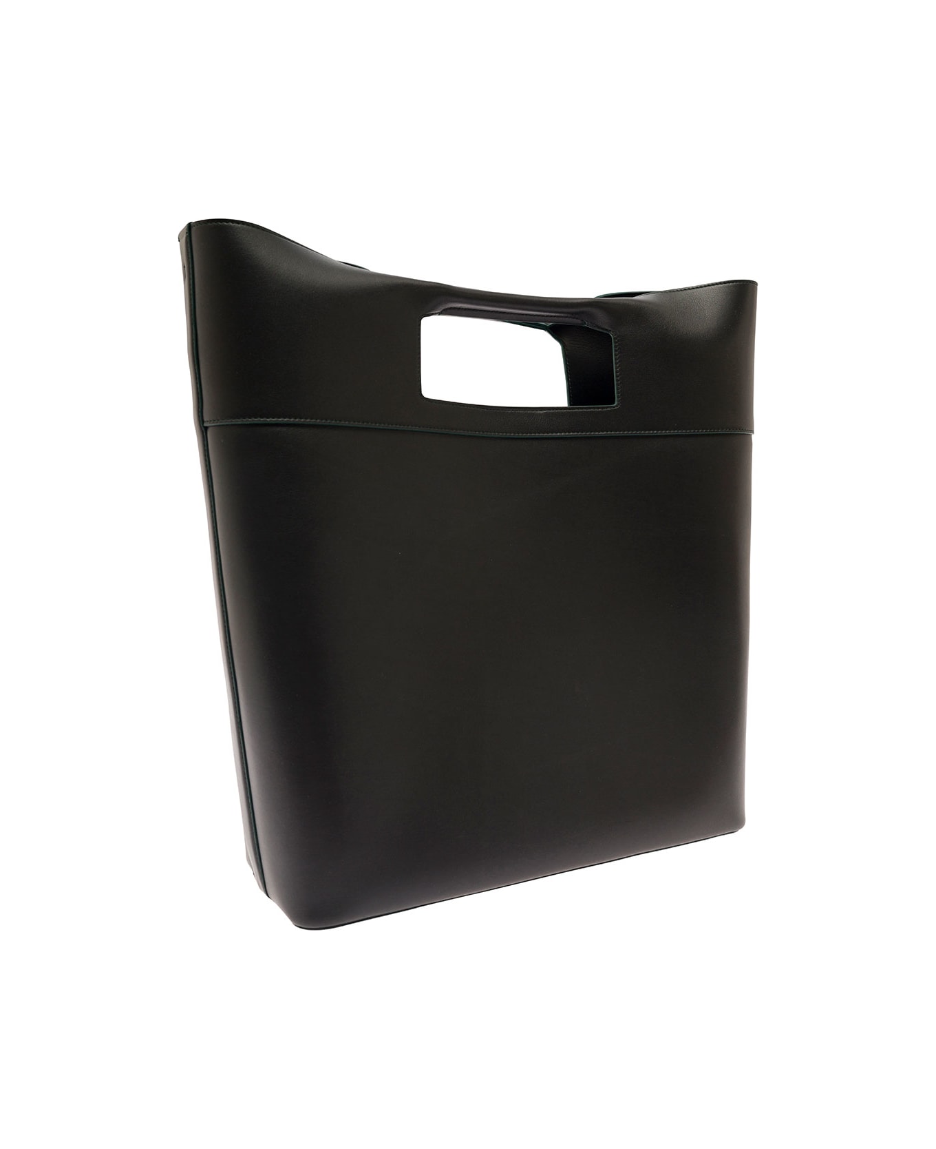 Alexander McQueen 'the Small Square Bow' Black Shopping Bag With A Cut-out Bow Section In Leather Man - Black トートバッグ