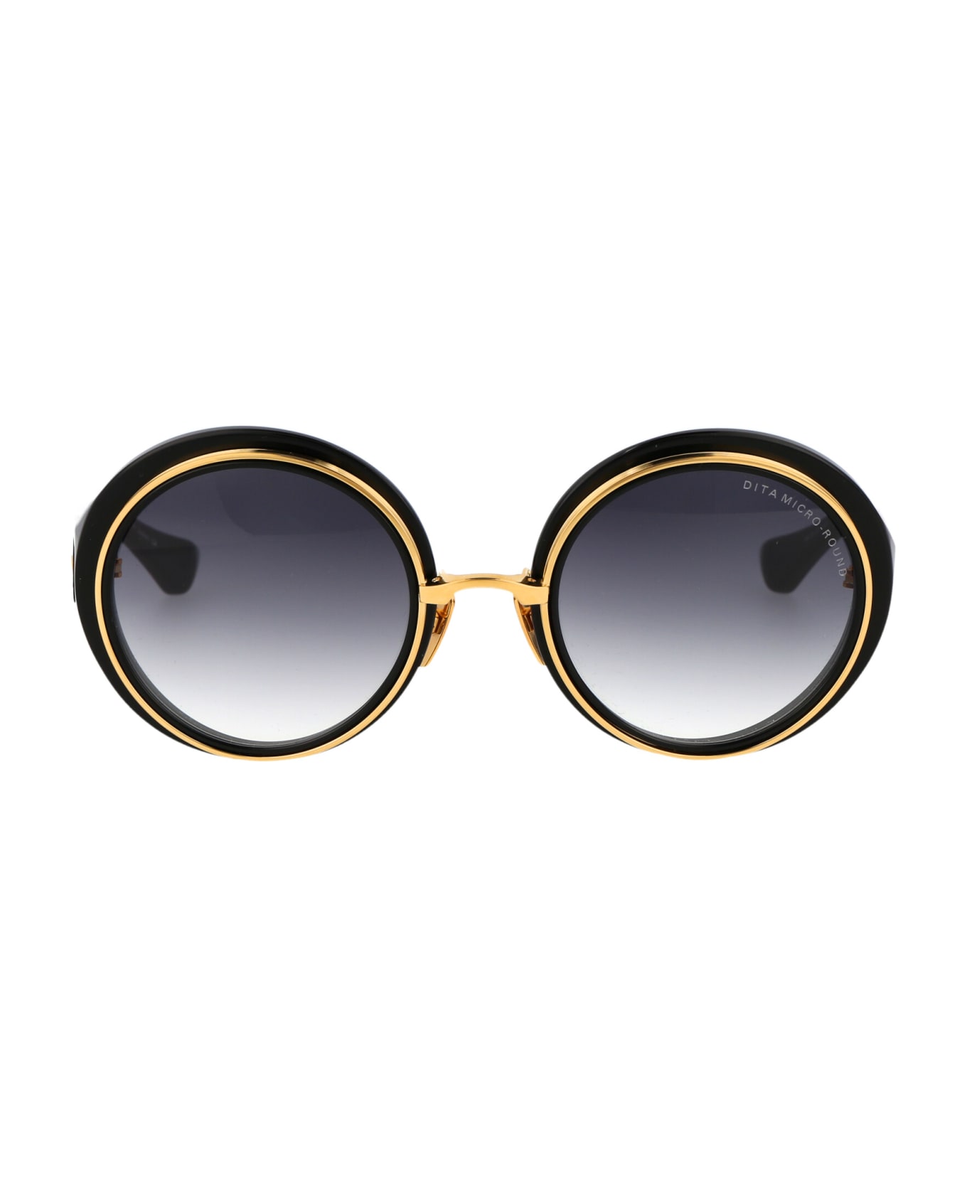 Dita Micro-round Sunglasses - 01 BLACK - YELLOW GOLD W/ DARK GREY TO CLEAR GRADIENT